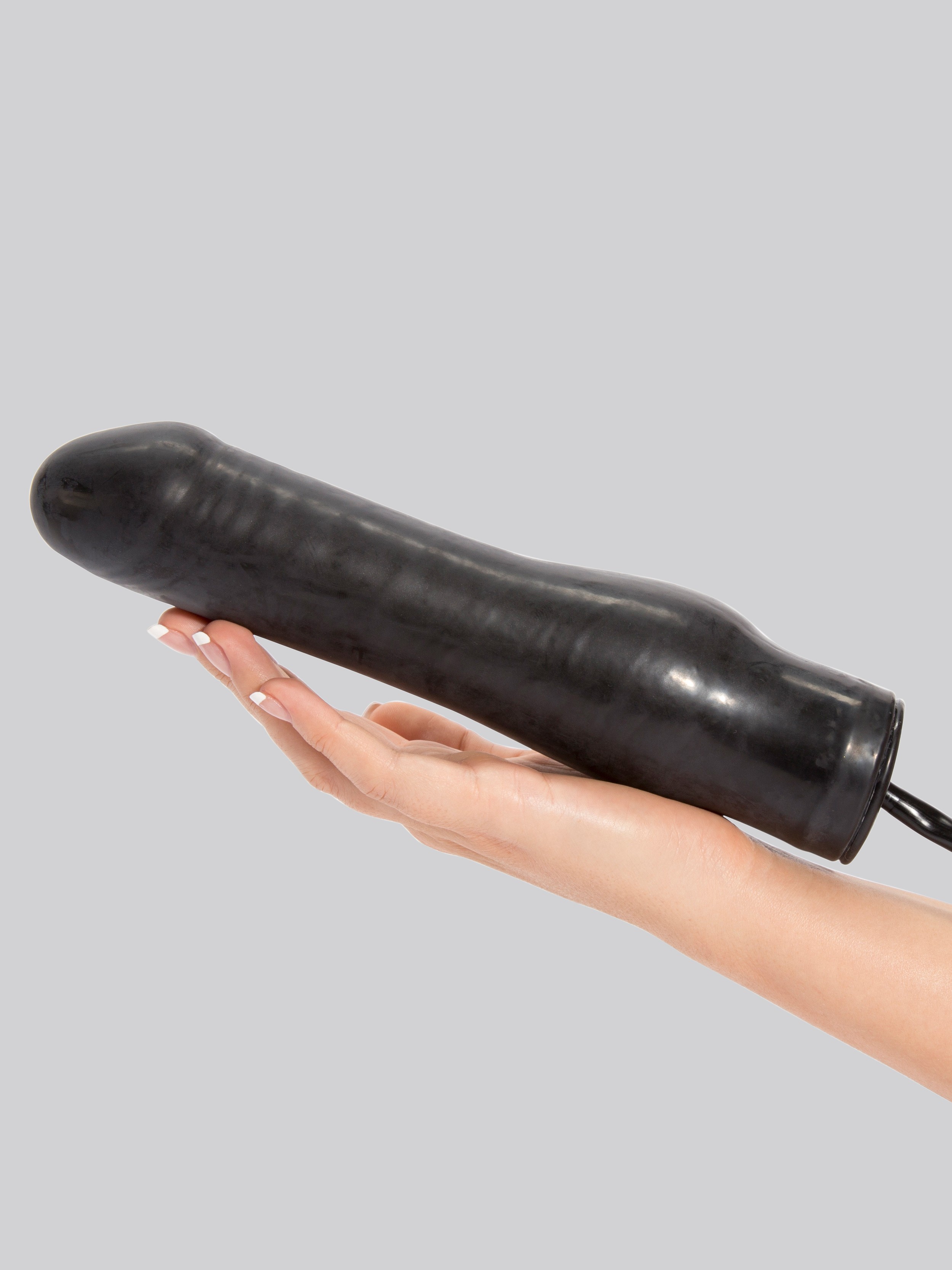 Inflatable Stud Dildo 9.5 Inch, Black, hi-res