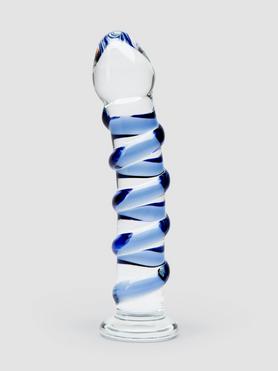 Gode verre texture spirale Sapphire n° 5 18 cm, Icicles