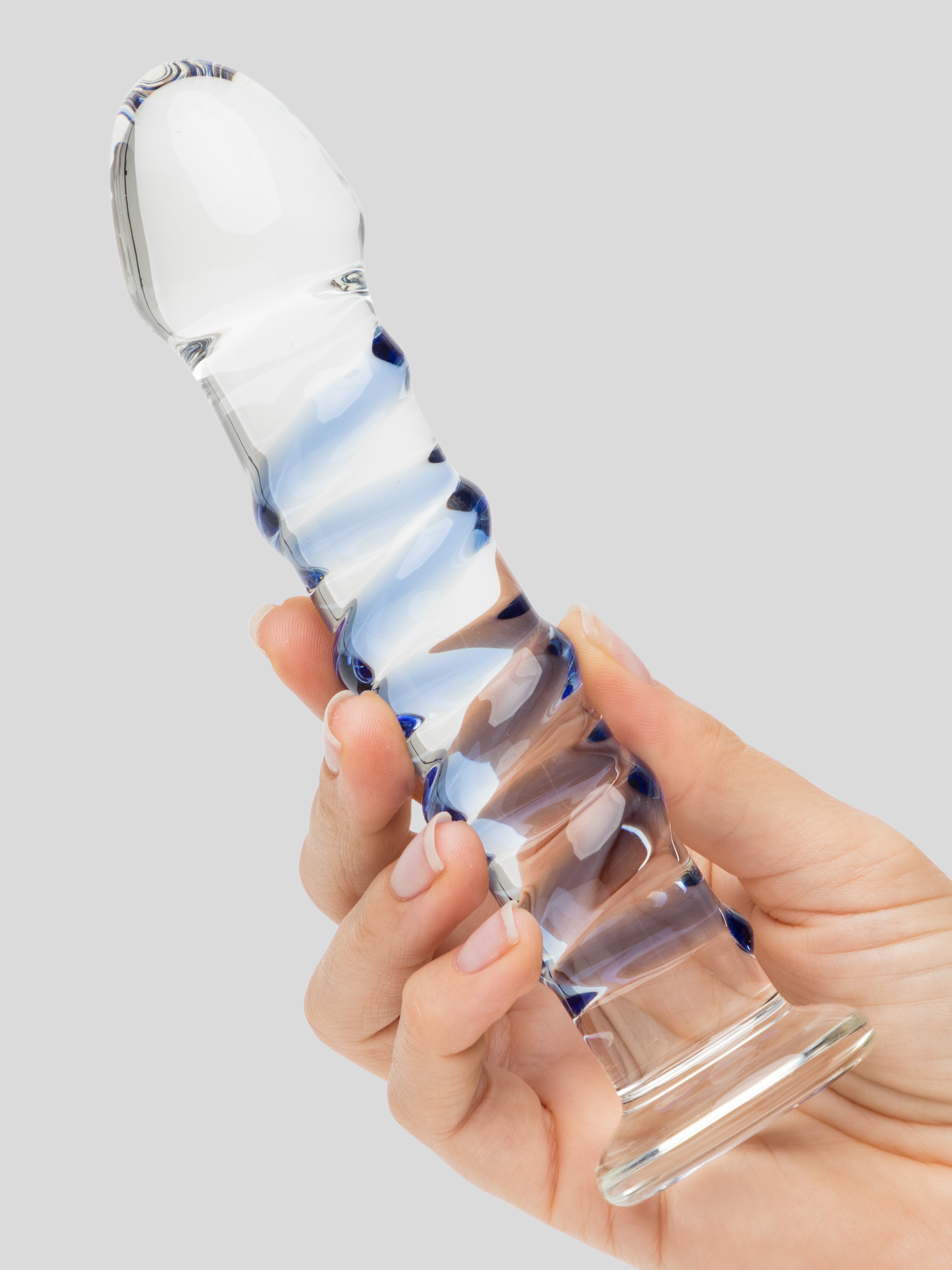 Icicles No 5 Sapphire Spiral Glass Dildo 7 Inch, Blue, hi-res