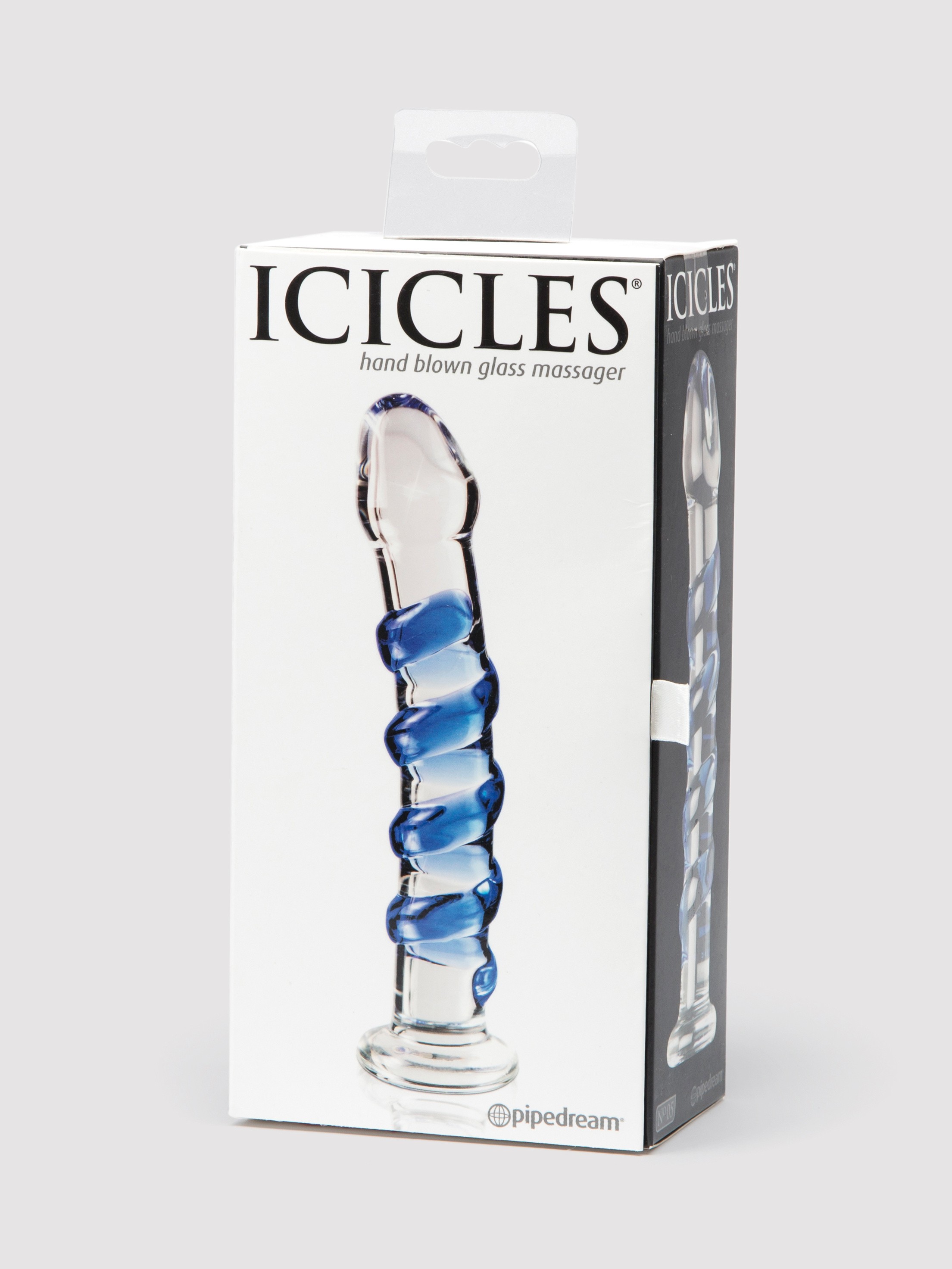 Icicles No 5 Sapphire Spiral Glass Dildo 7 Inch, Blue, hi-res