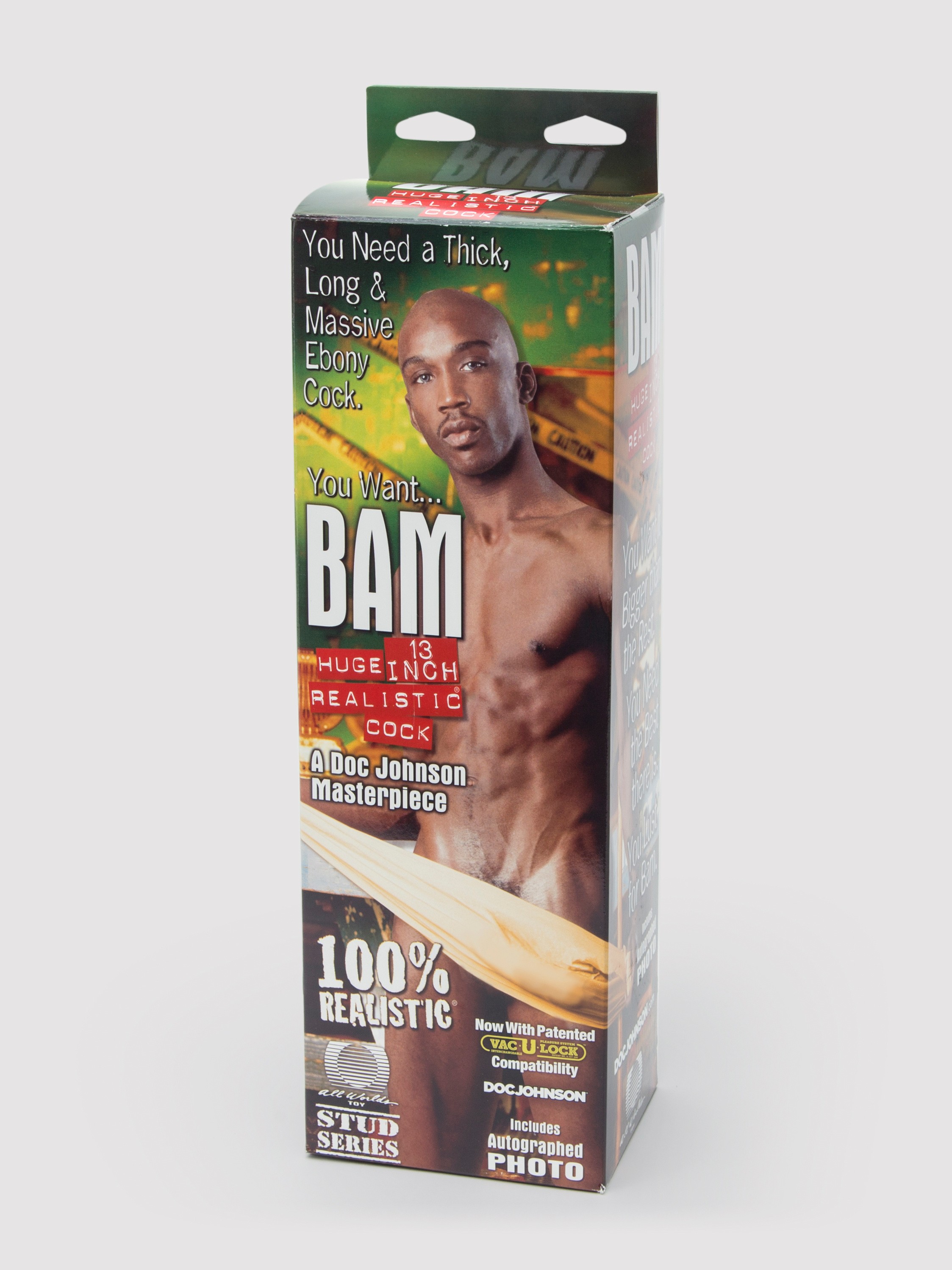 Doc Johnson Bam Black Realistic Vac-U-Lock Large Cock 10.5 Inch, Flesh Brown, hi-res