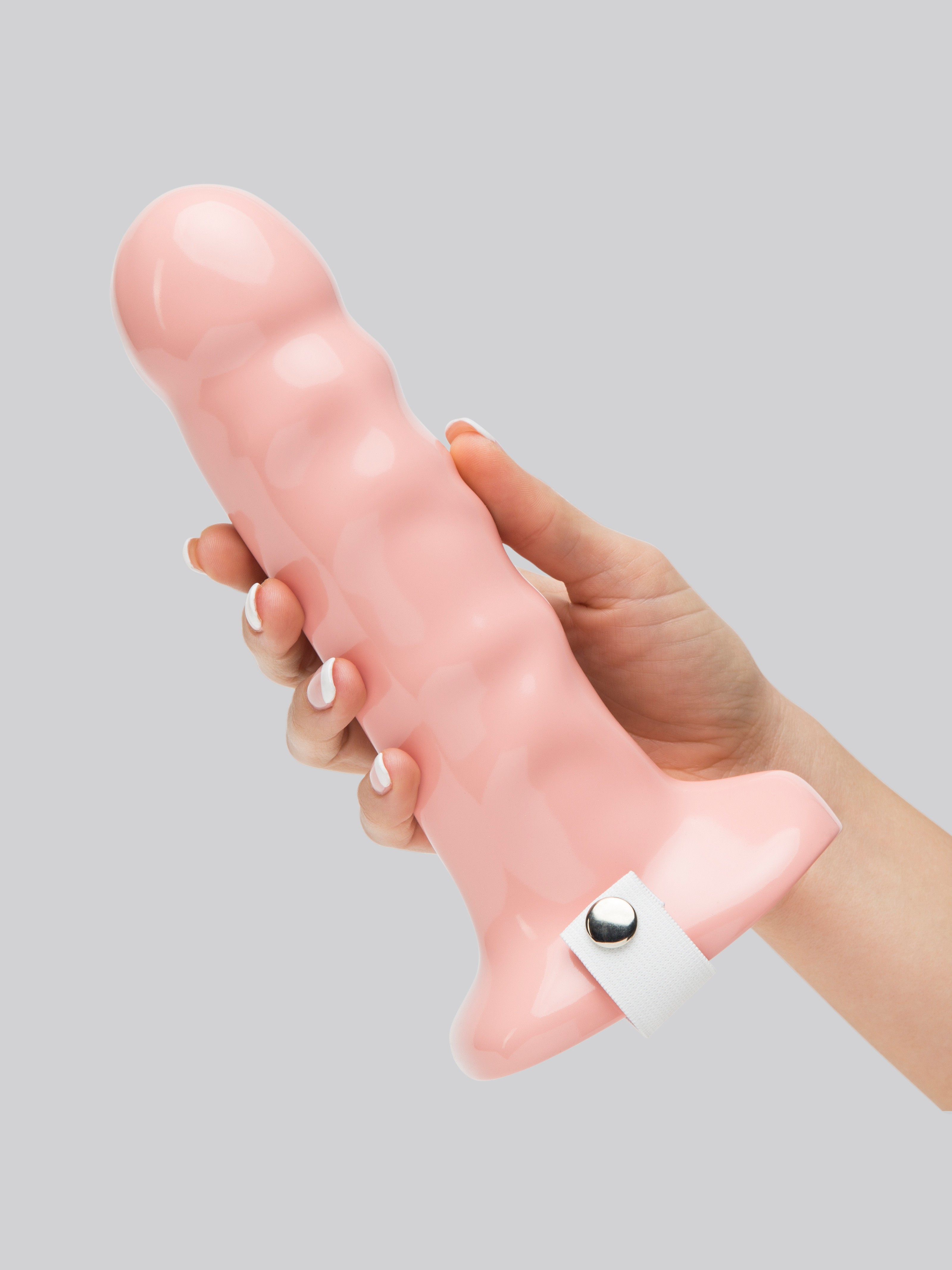 Doc Johnson Strappy Hollow Penis Extender 9 Inch, Flesh Pink, hi-res