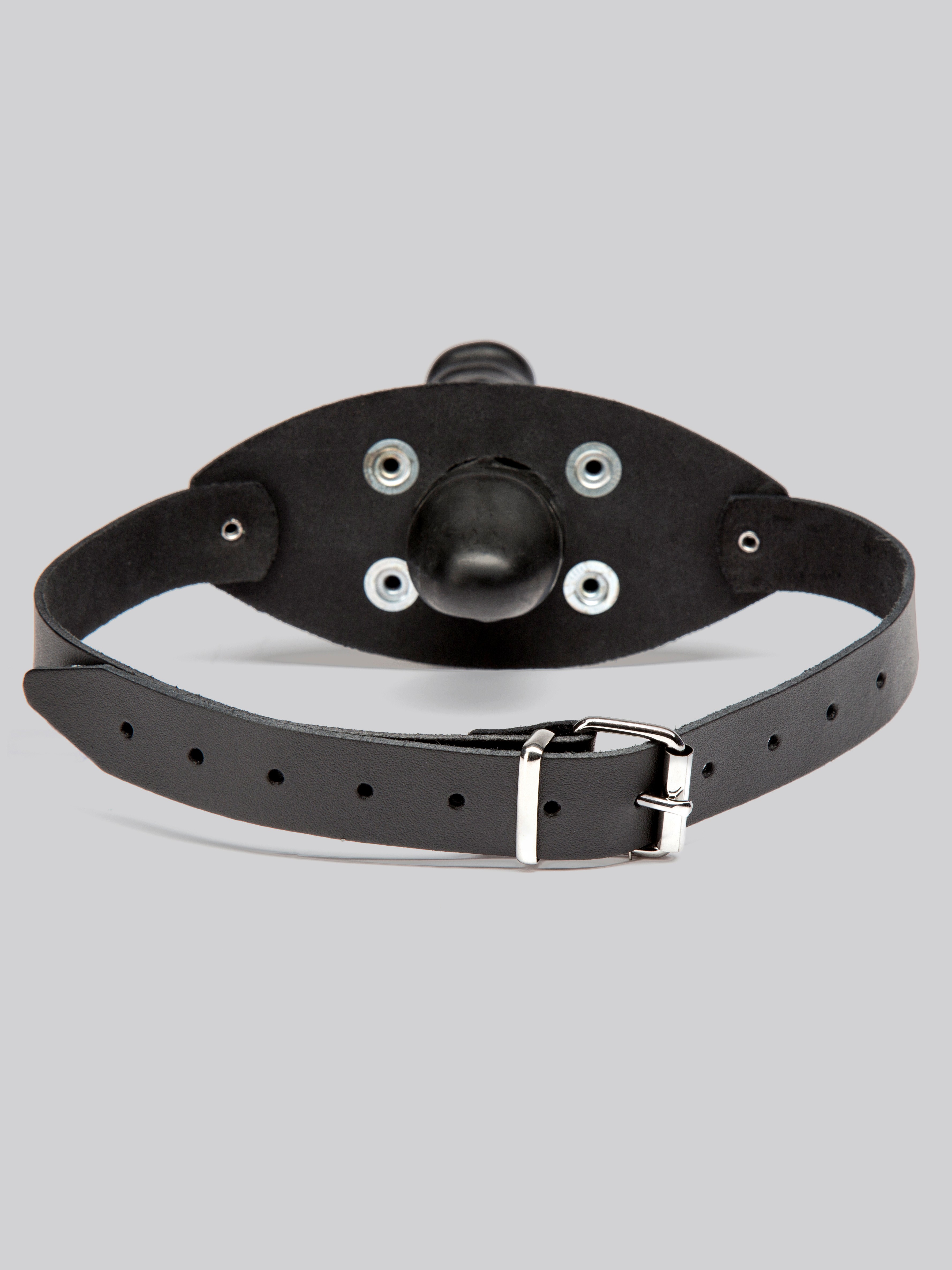 Zado Leather Mouth Gag 5.5 Inch Dildo Harness, Black, hi-res