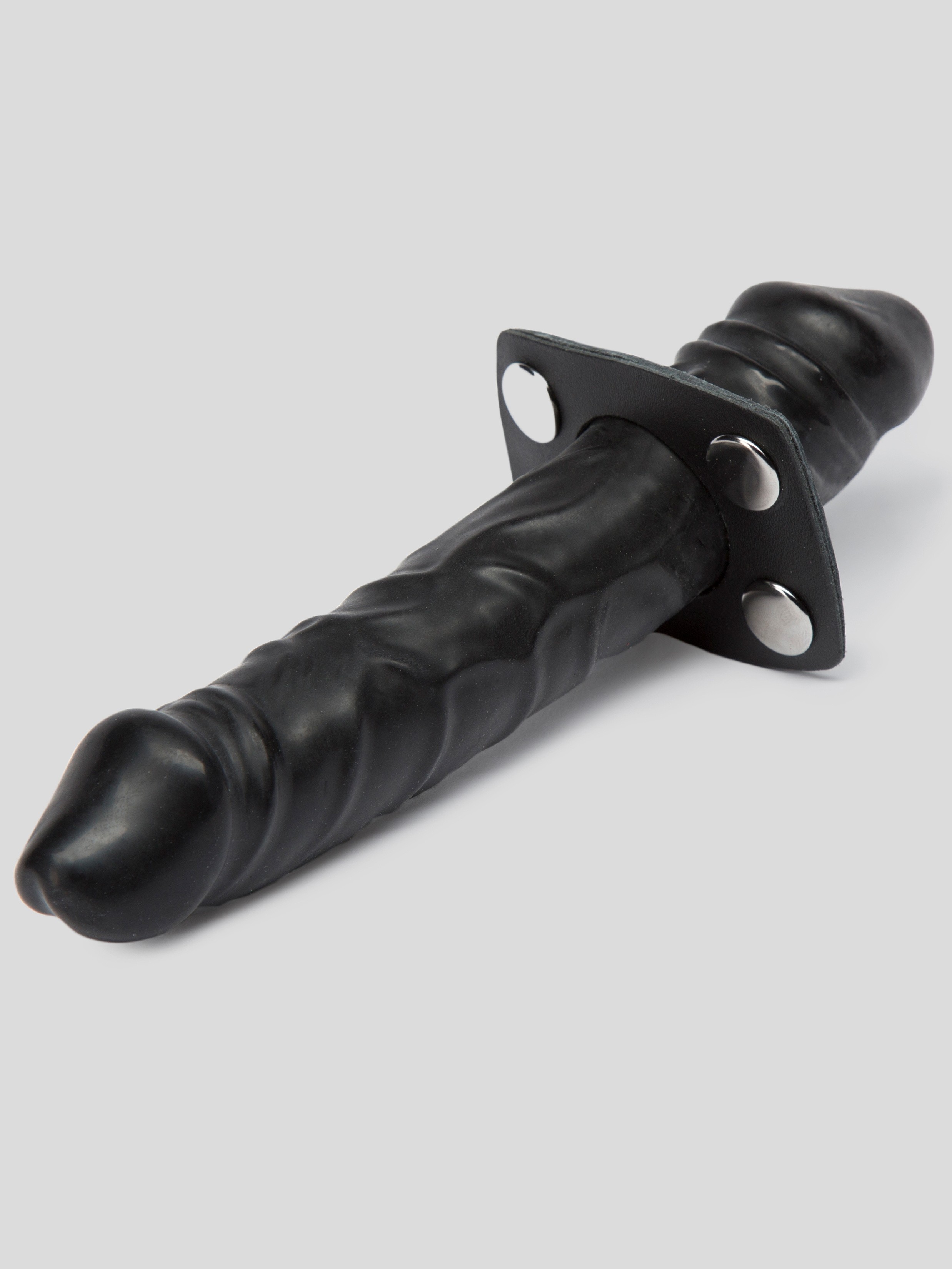 Zado Leather Mouth Gag 5.5 Inch Dildo Harness, Black, hi-res