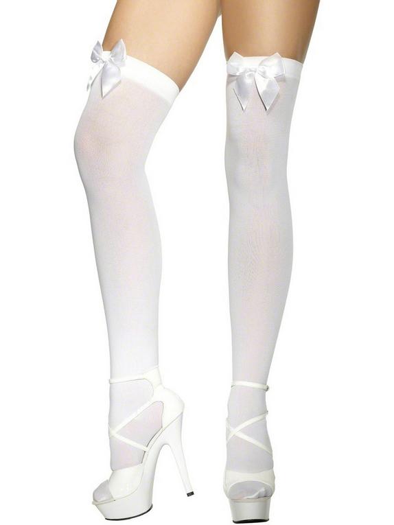 Fever White Stockings with Bow, Blanco, hi-res