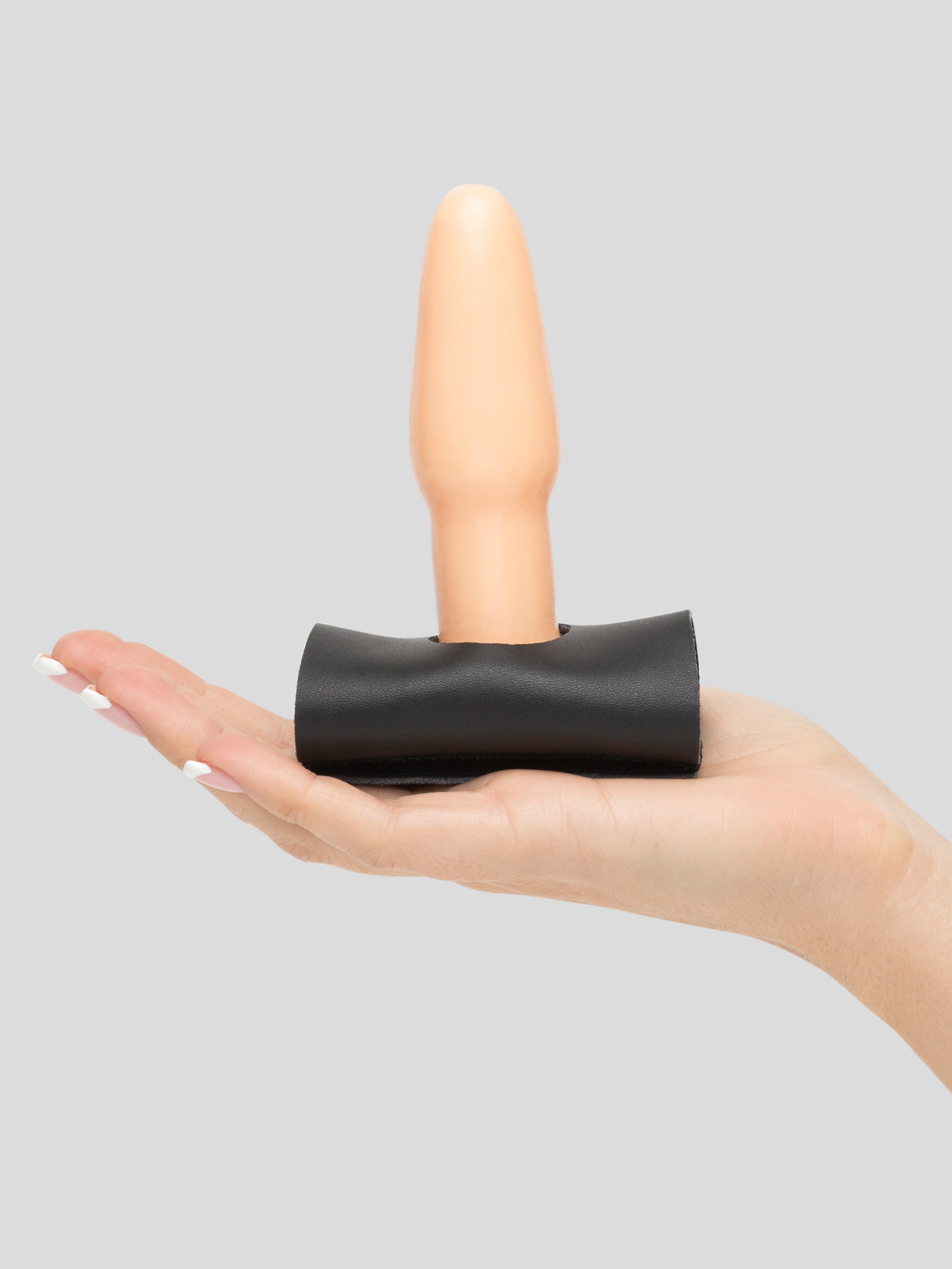 Bondage Boutique Deluxe Leather Female Chastity Belt with Dildo and Butt Plug, Black, hi-res