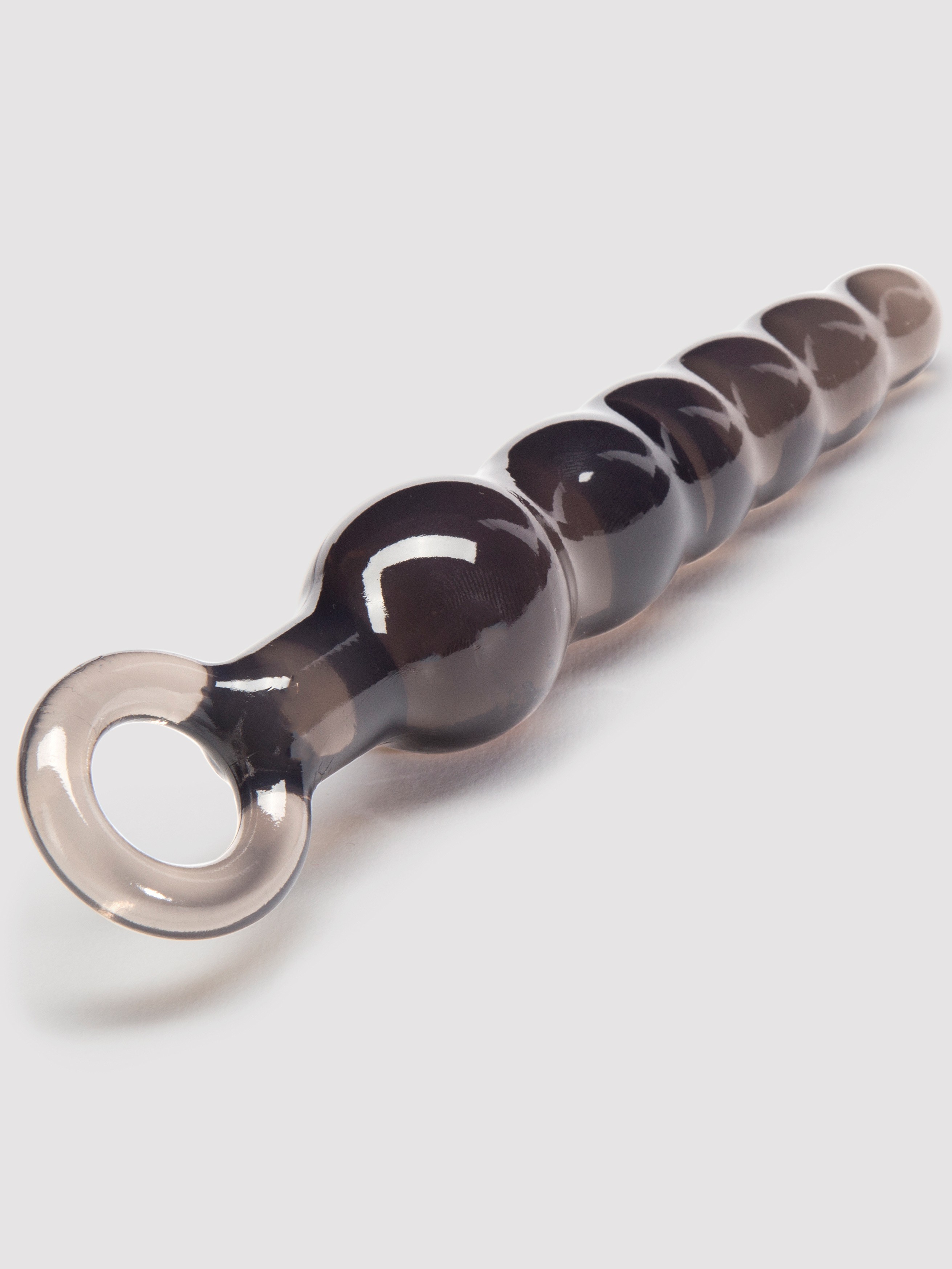 BASICS Beaded Anal Prober with Finger Loop 5.25 Inch, Black, hi-res