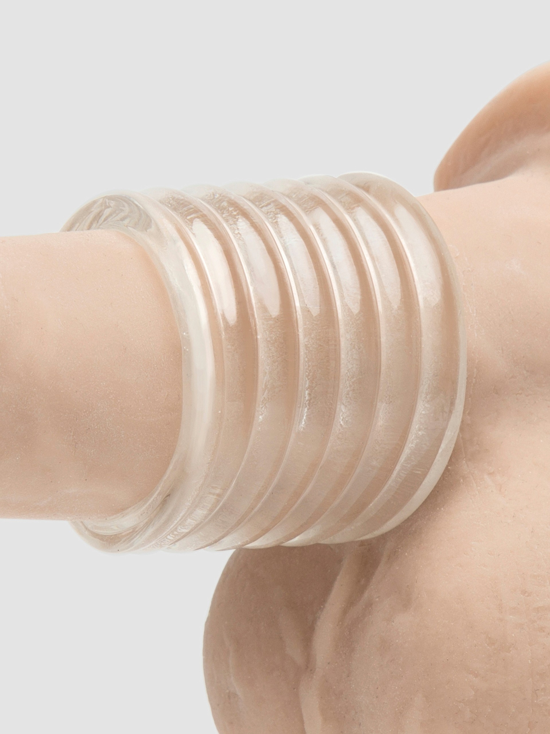 Doc Johnson TitanMen Stretch-to-Fit Cock Ring Cage, Clear, hi-res