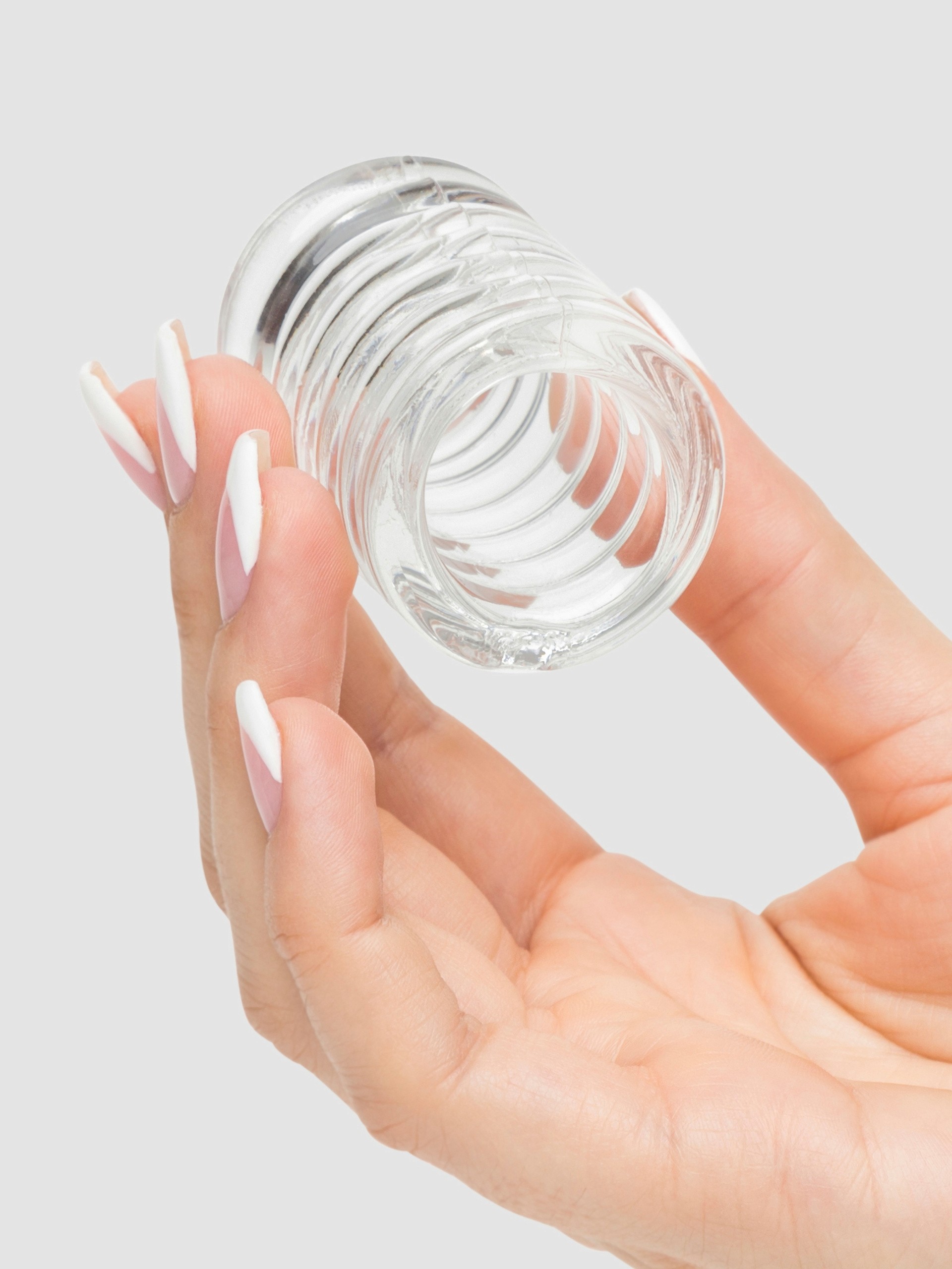 Doc Johnson TitanMen Stretch-to-Fit Cock Ring Cage, Clear, hi-res