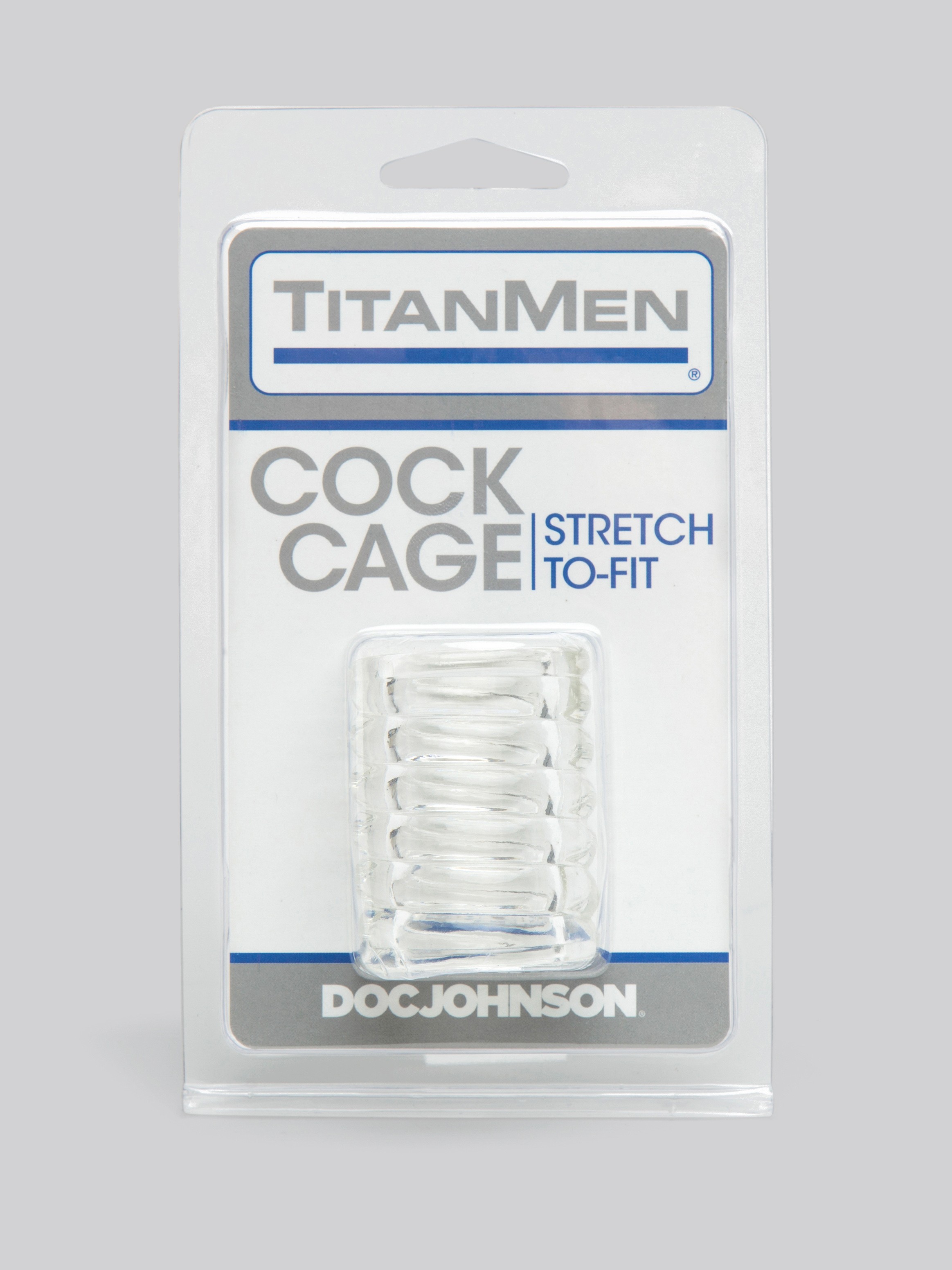 Doc Johnson TitanMen Stretch-to-Fit Cock Ring Cage, Clear, hi-res