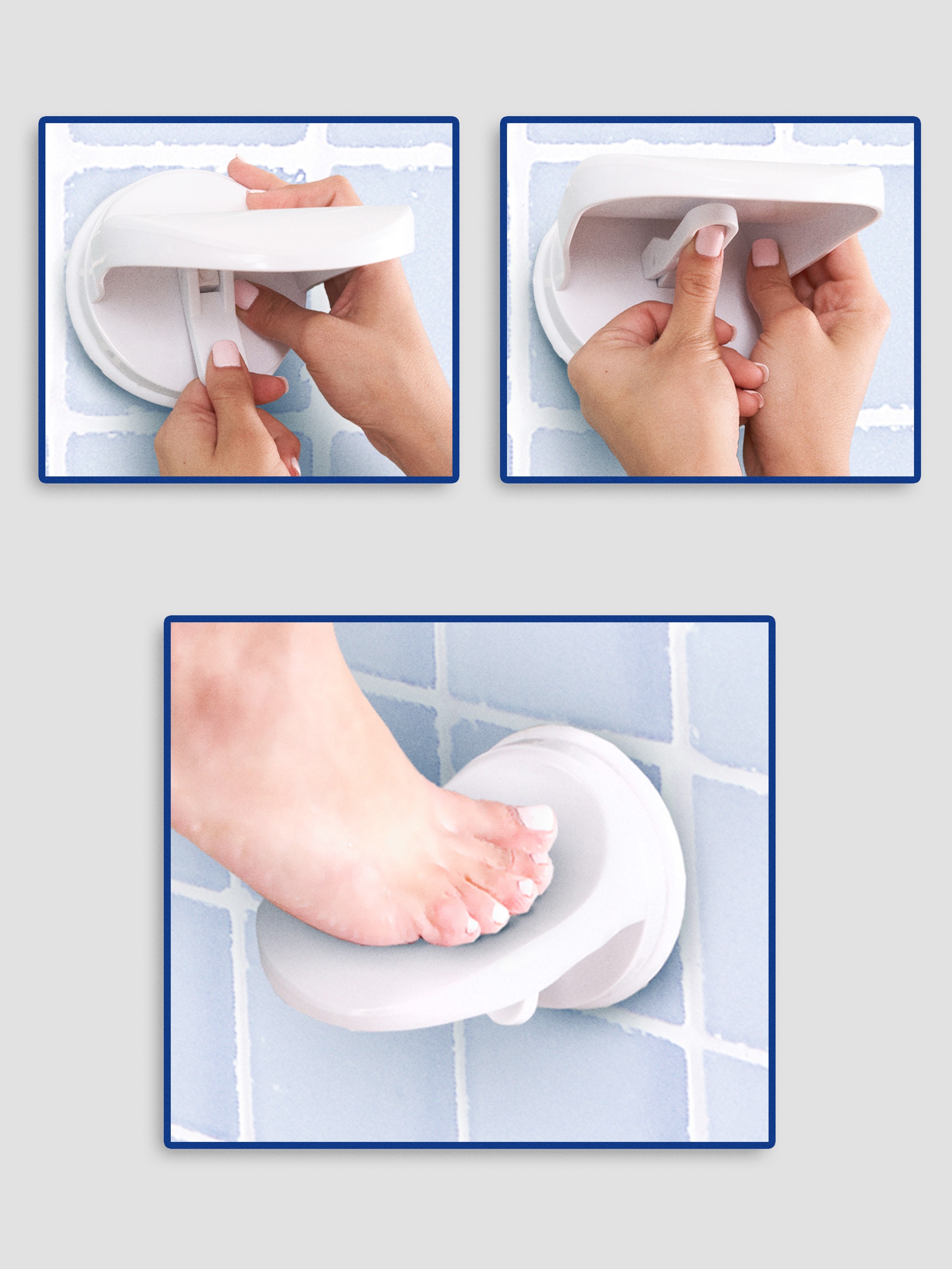 Sex in the Shower Single Locking Suction Foot Rest, White, hi-res