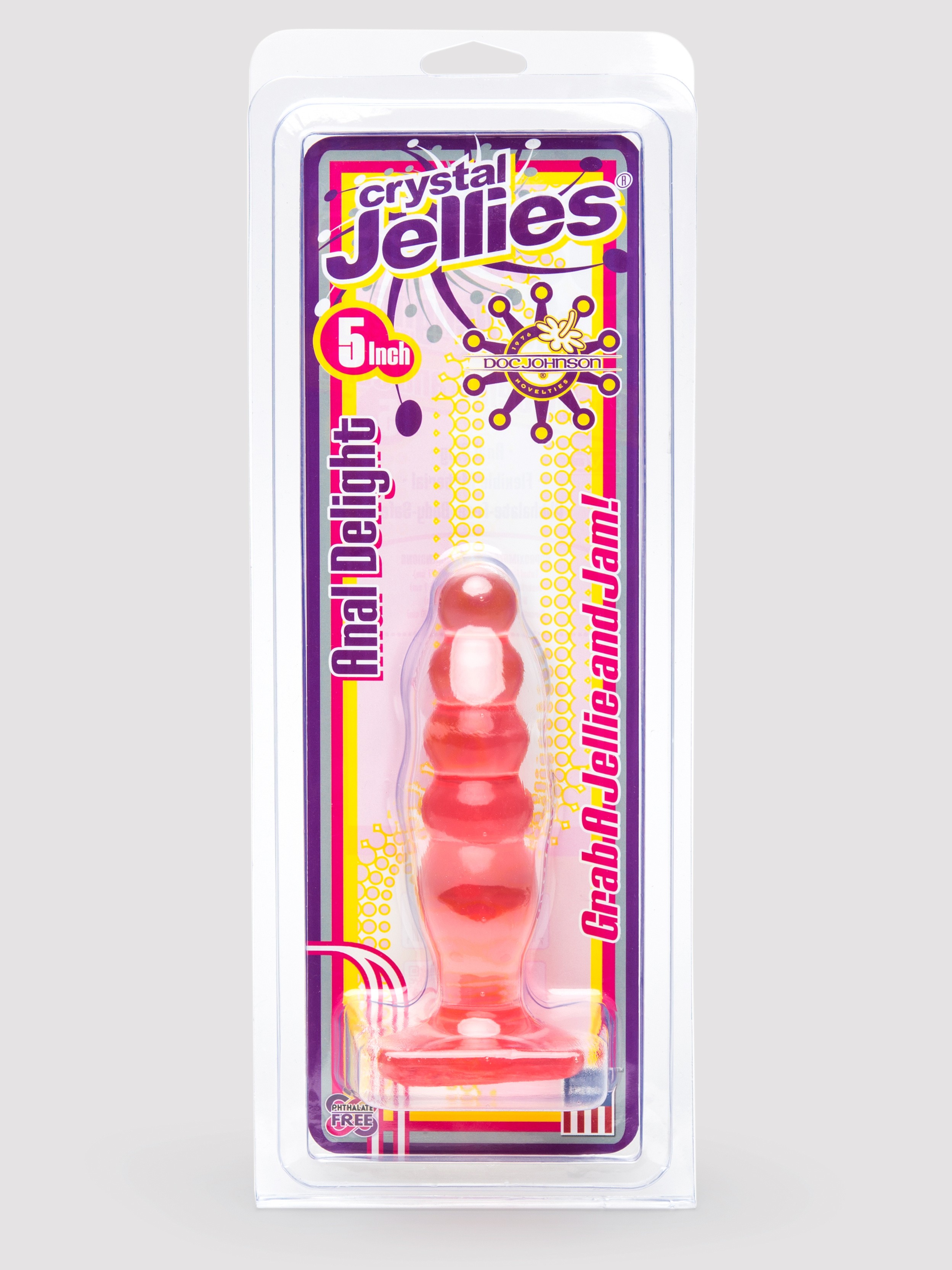 Doc Johnson Crystal Jellies Beaded Butt Plug, Pink, hi-res