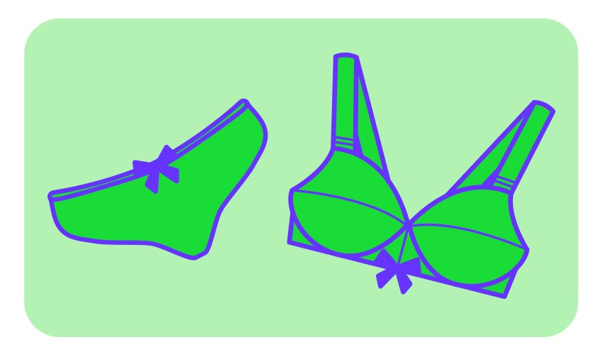 An illustration of a bra and panties set.