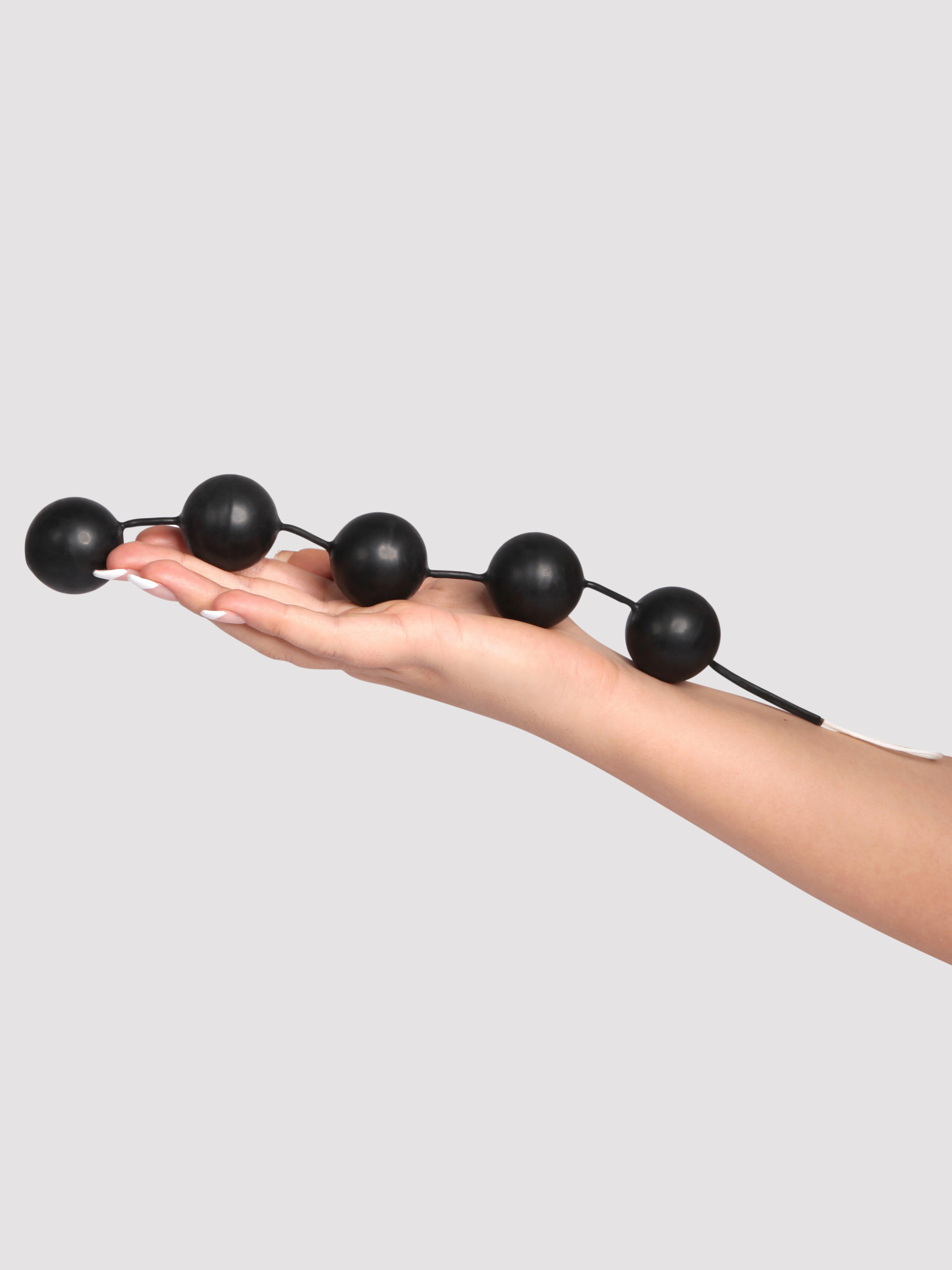 Smooth Latex Anal Power Jiggle Balls, Black, hi-res