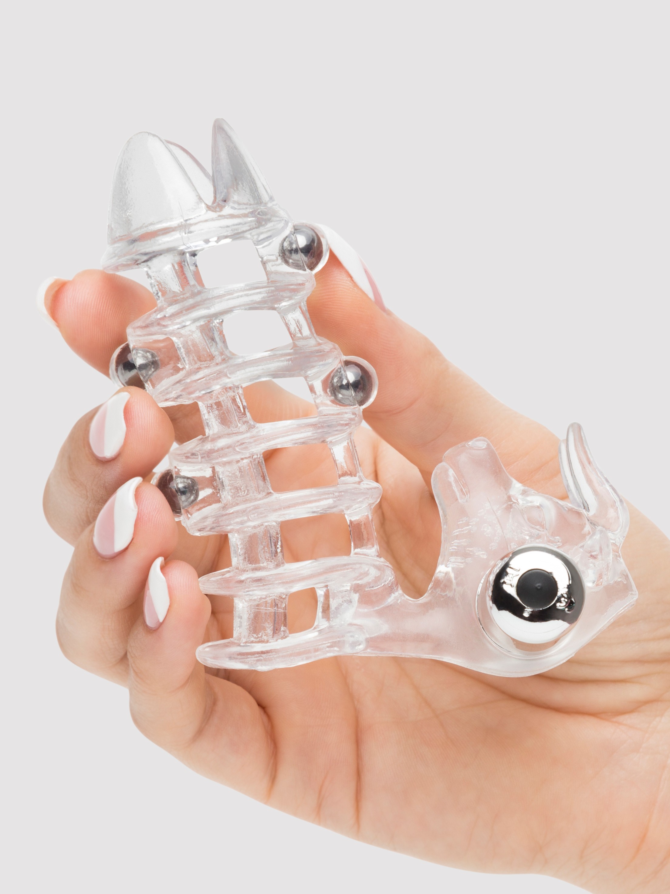 El Toro Vibrating Penis Sleeve Cock Ring and Beaded Enhancer, Clear, hi-res
