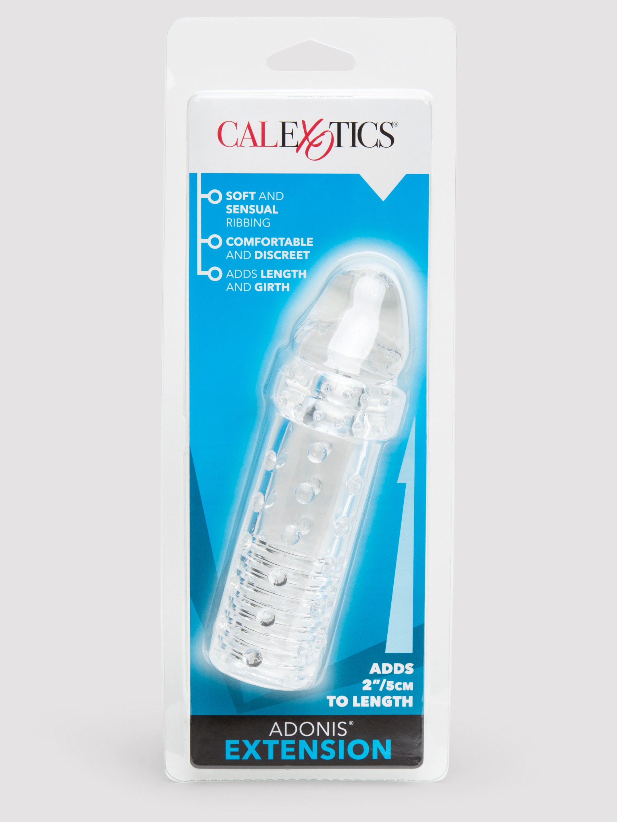 Adonis Textured 2 Extra Inch Penis Extender, Clear, hi-res