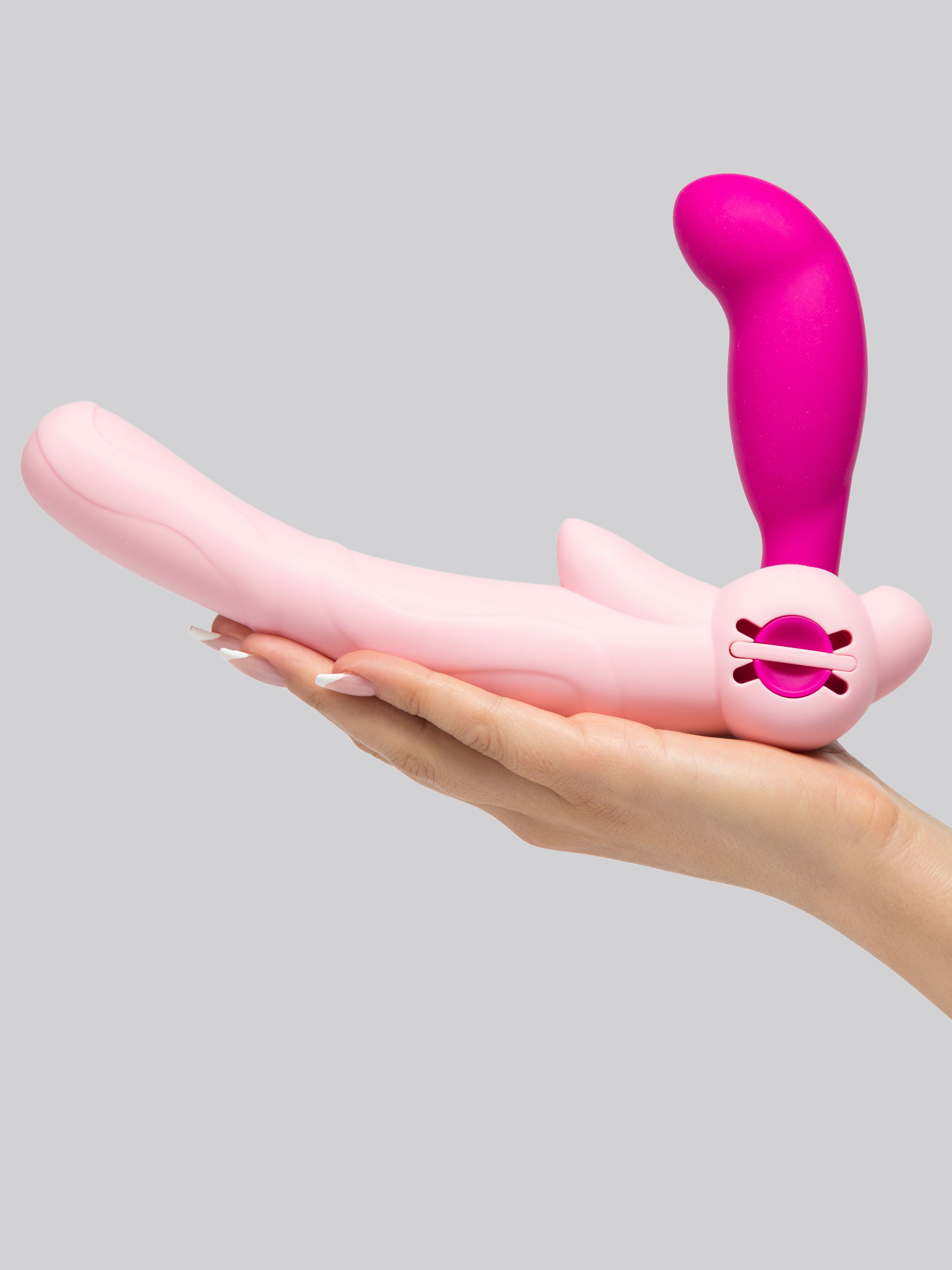 Lovehoney Double Delight Adjustable Vibrating Strapless Strap-On Dildo, Pink, hi-res