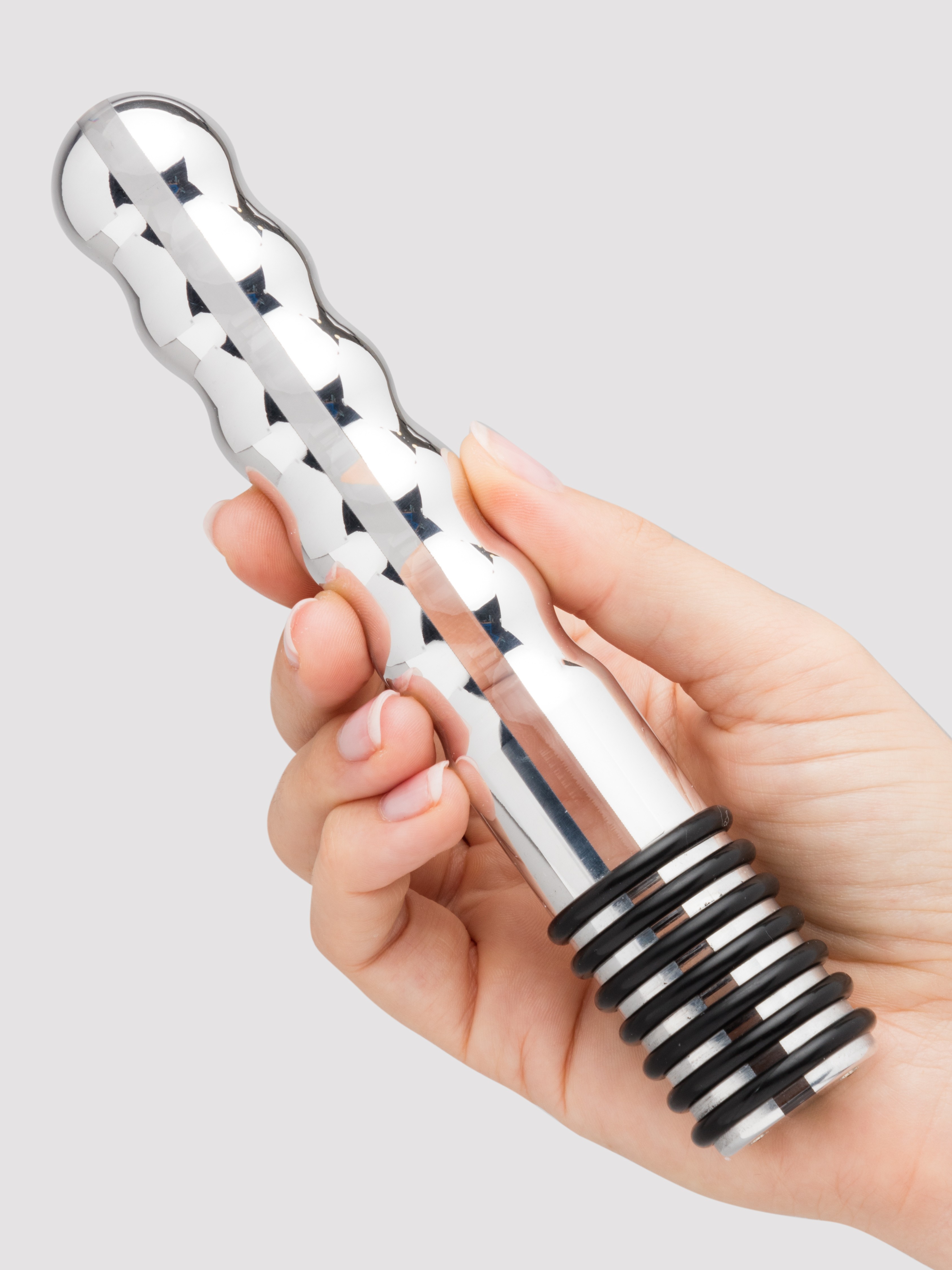 ElectraStim Bi-Polar Electrosex Wave Metal Dildo 7 Inch , Silver, hi-res