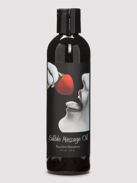 Huile de massage comestible saveur fraise par Earthly Body 236 ml