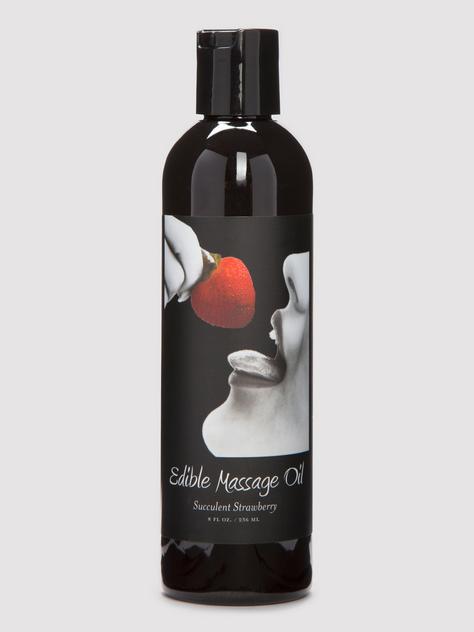 Huile de massage comestible saveur fraise par Earthly Body 236 ml, , hi-res