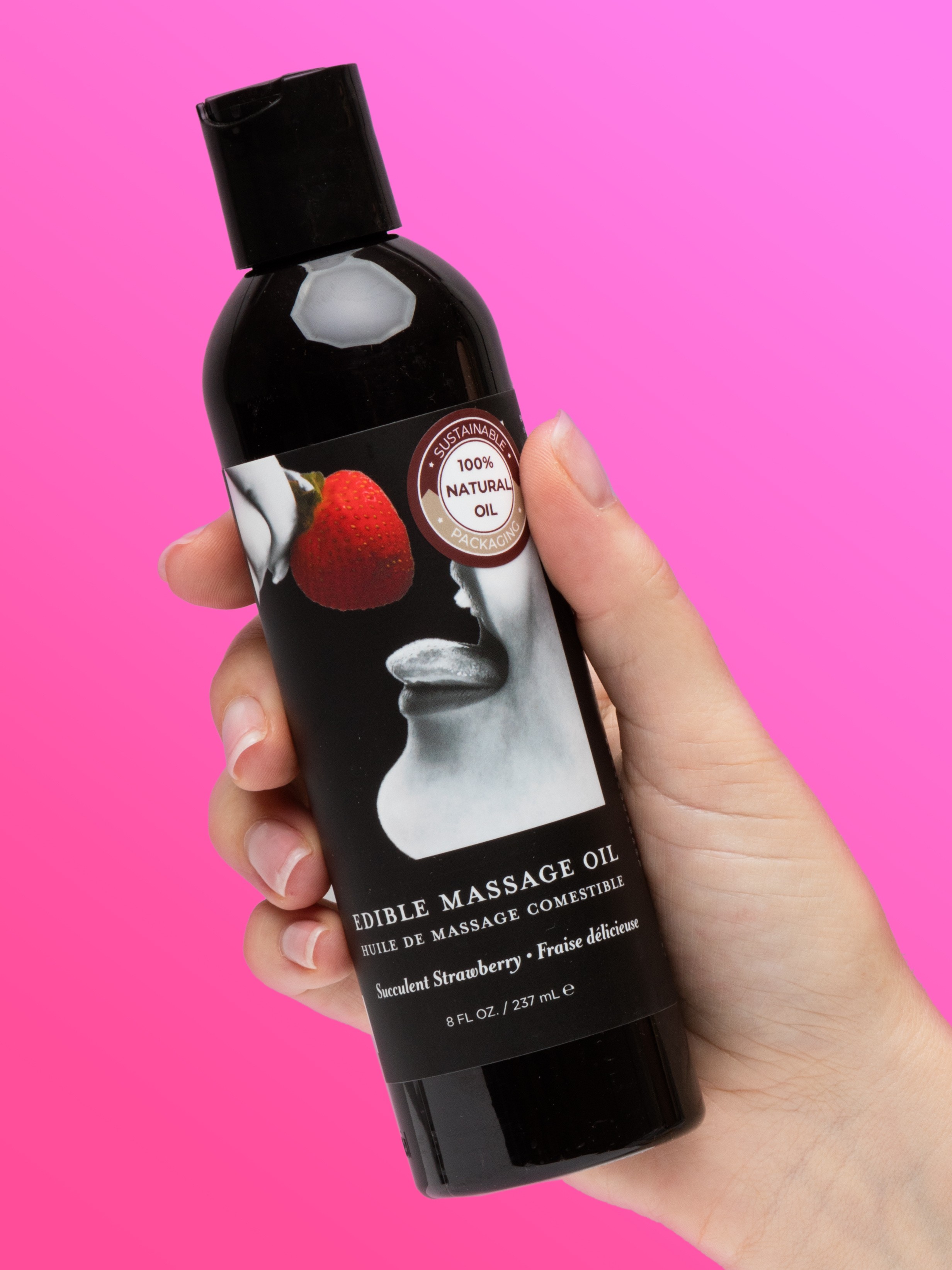 Earthly Body Strawberry Edible Massage Oil 236ml, , hi-res