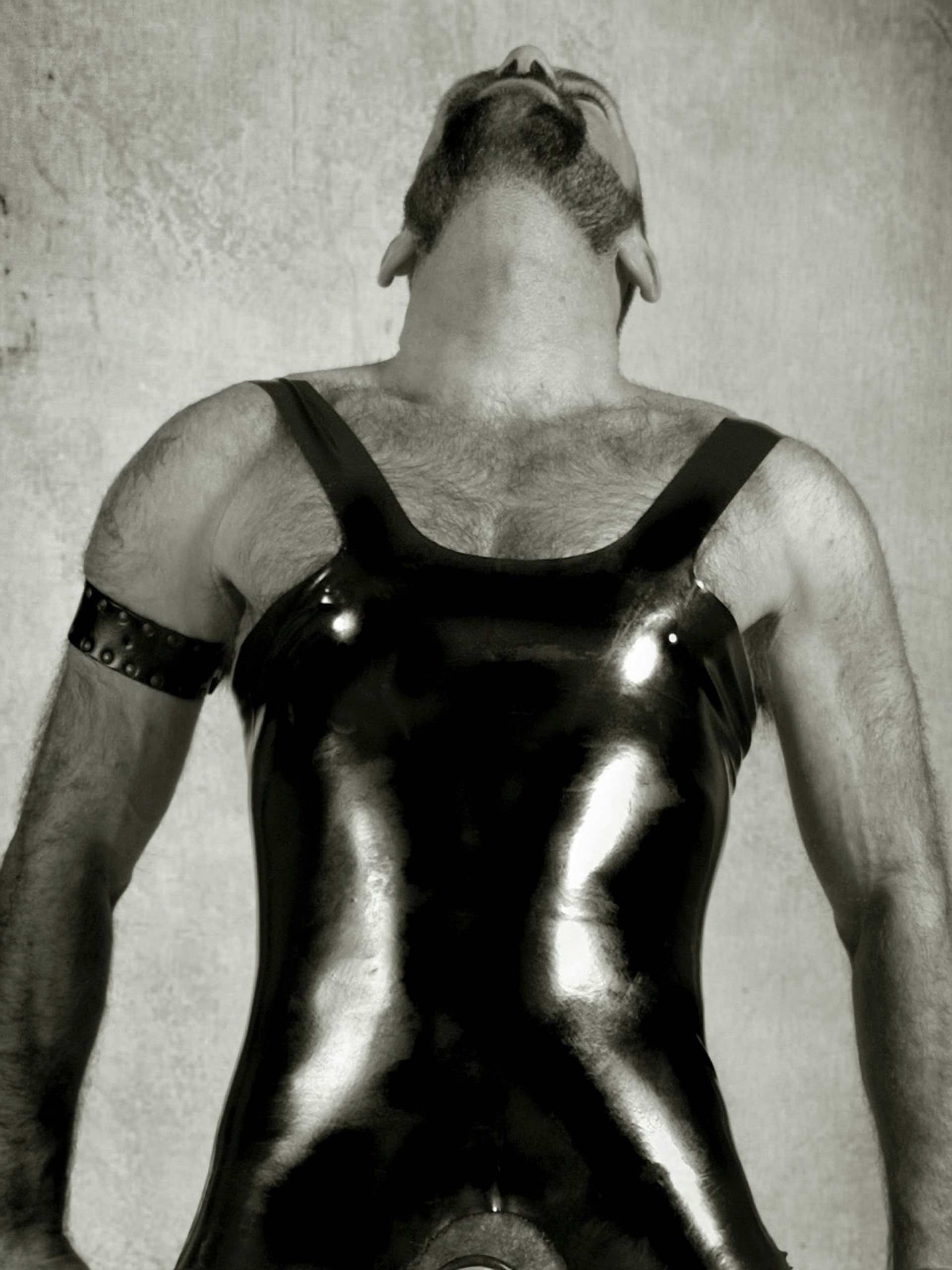 Renegade Rubber Latex Wear Male Open Leotard, Black, hi-res