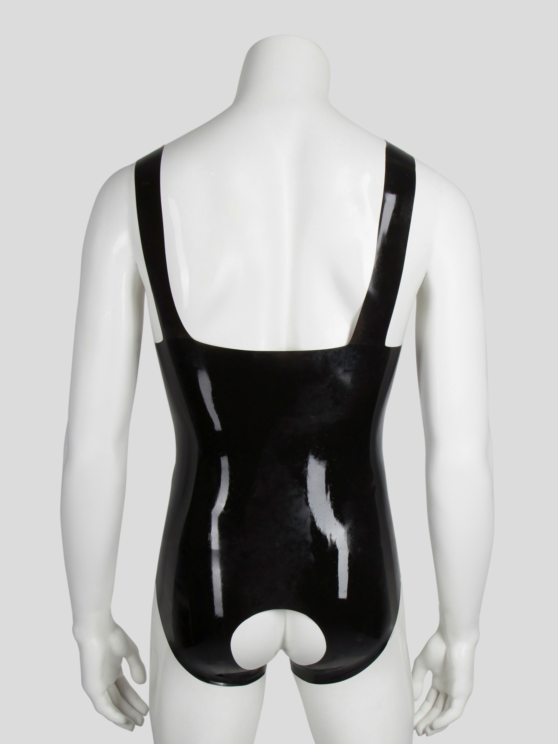 Renegade Rubber Latex Wear Male Open Leotard, Black, hi-res