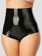 Rubber Girl Latex Retro High Waisted Latex Knickers, Black, hi-res