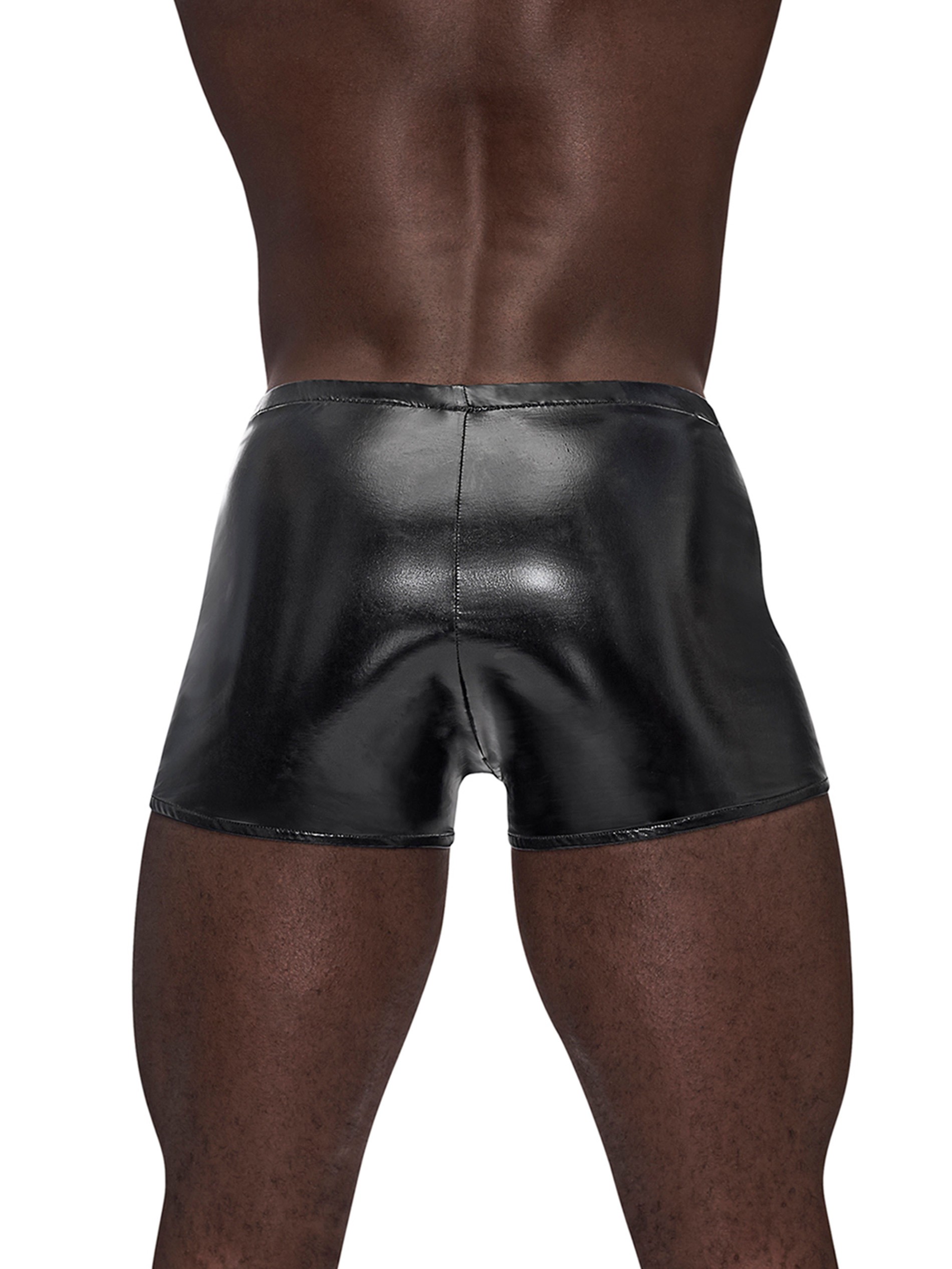 Male Power Liquid Onyx PU-Coated Pouch Short, Black, hi-res