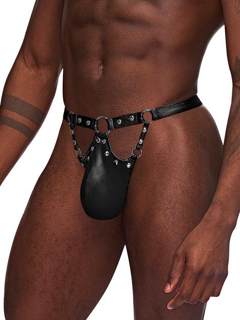 Male Power Jouster Pouch Thong, Black, hi-res