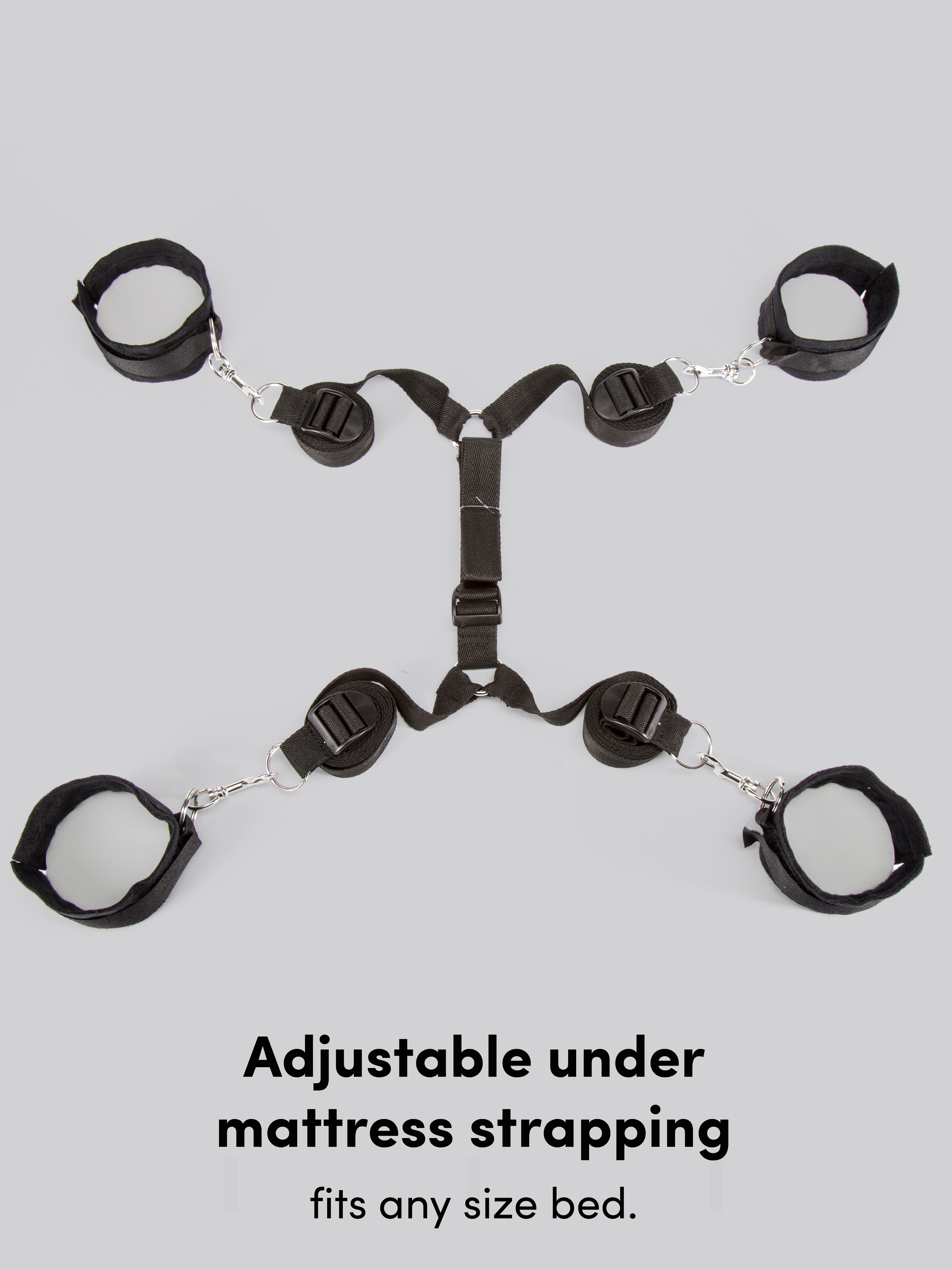 Bondage Boutique Bound to Please Black Under Mattress Restraint, Black, hi-res