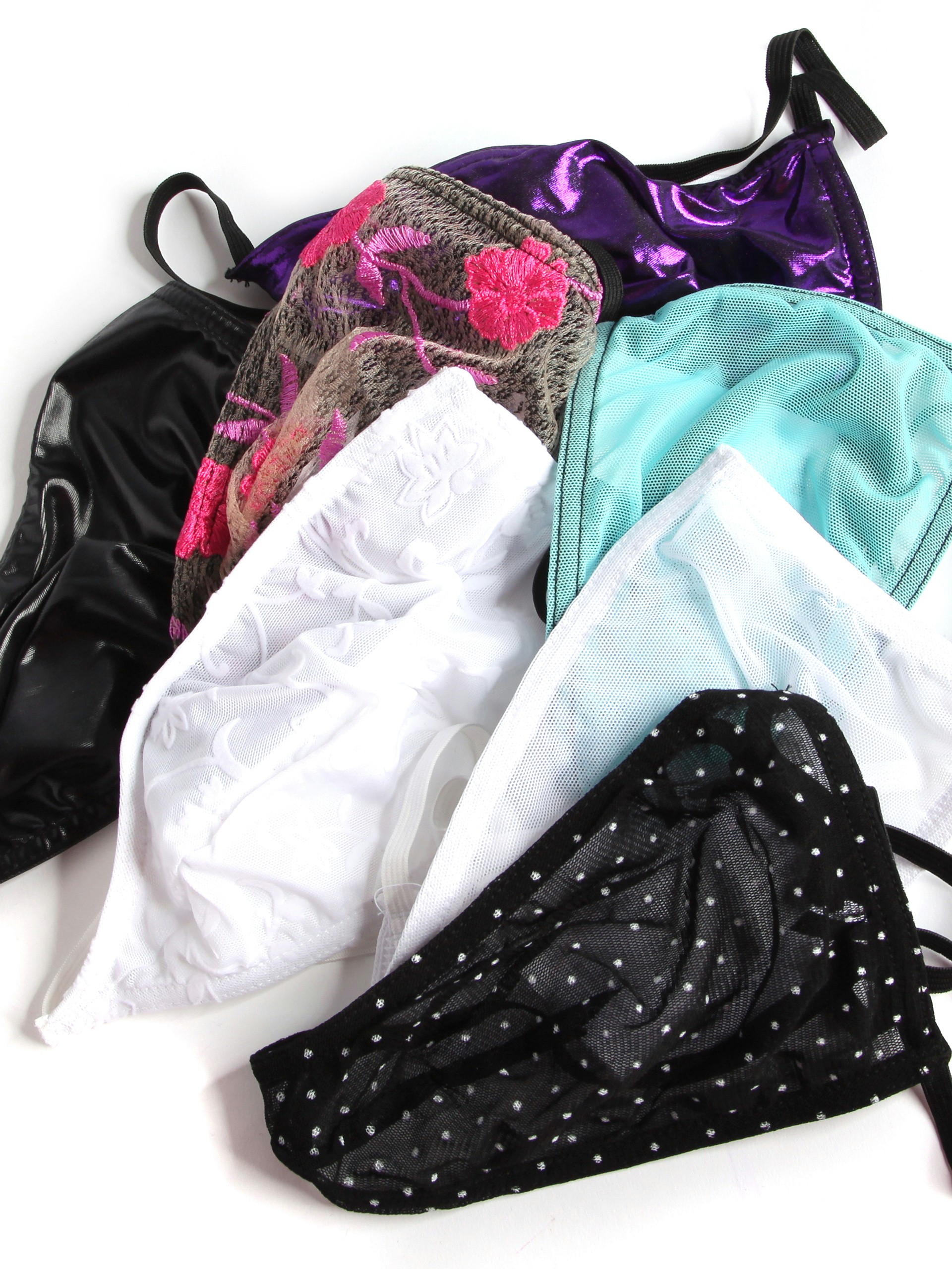 Cottelli Lucky Dip Assorted String Pouch (7 Count), Black, hi-res