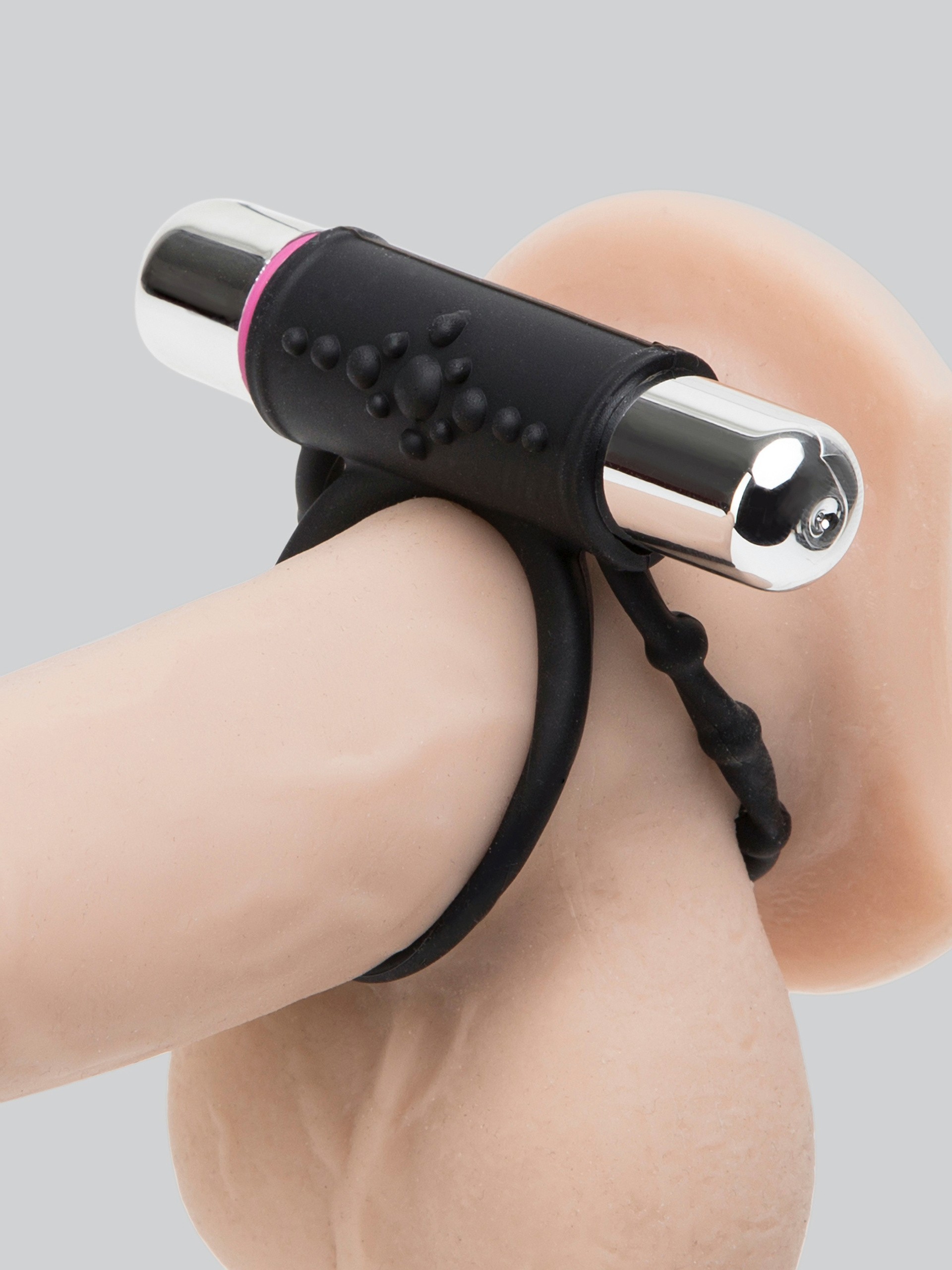 Lovehoney Twin Silicone Vibrating Cock Ring, Black, hi-res