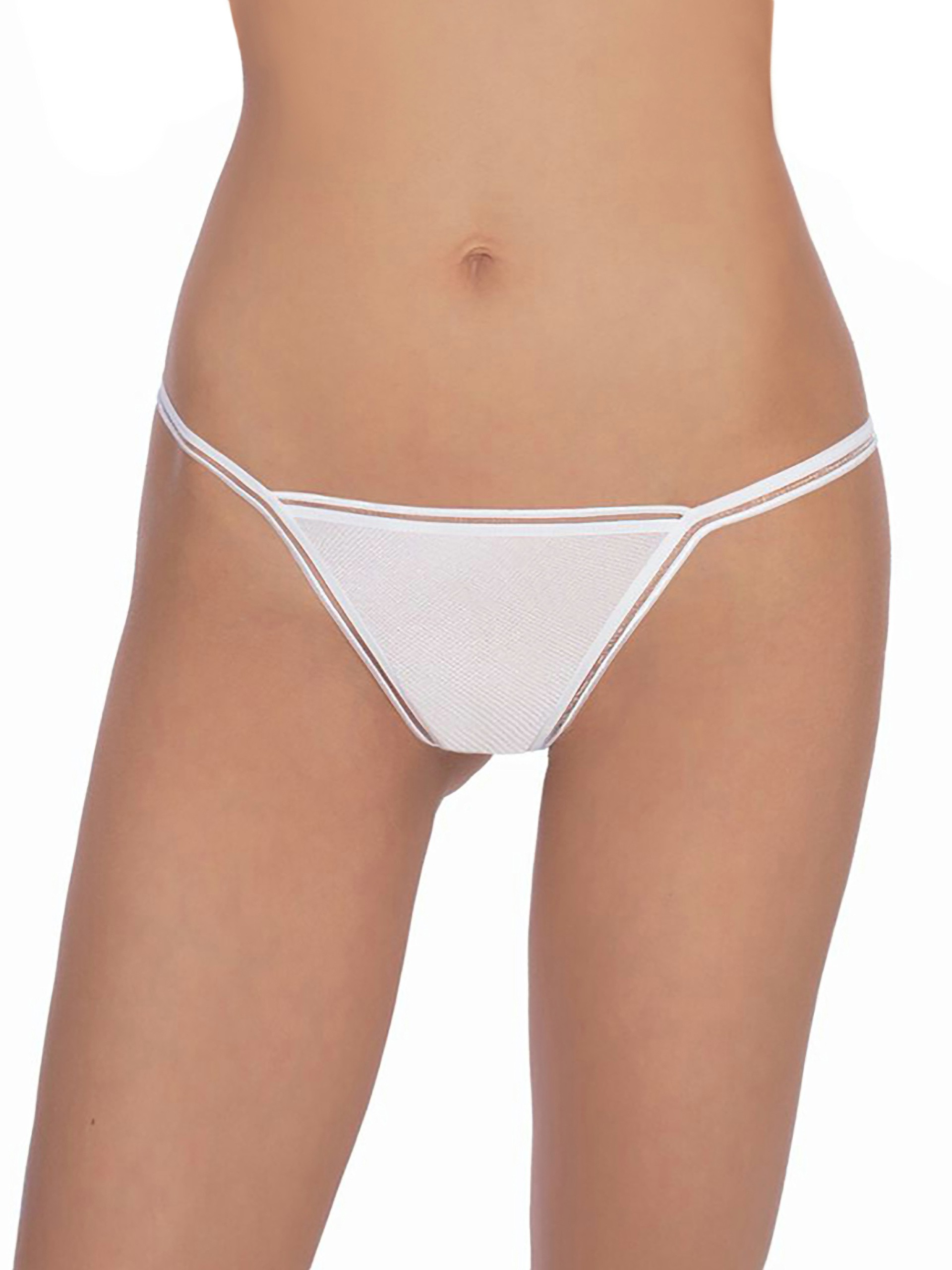 Roza Fiona Embroidered Butterfly G-String, White, hi-res