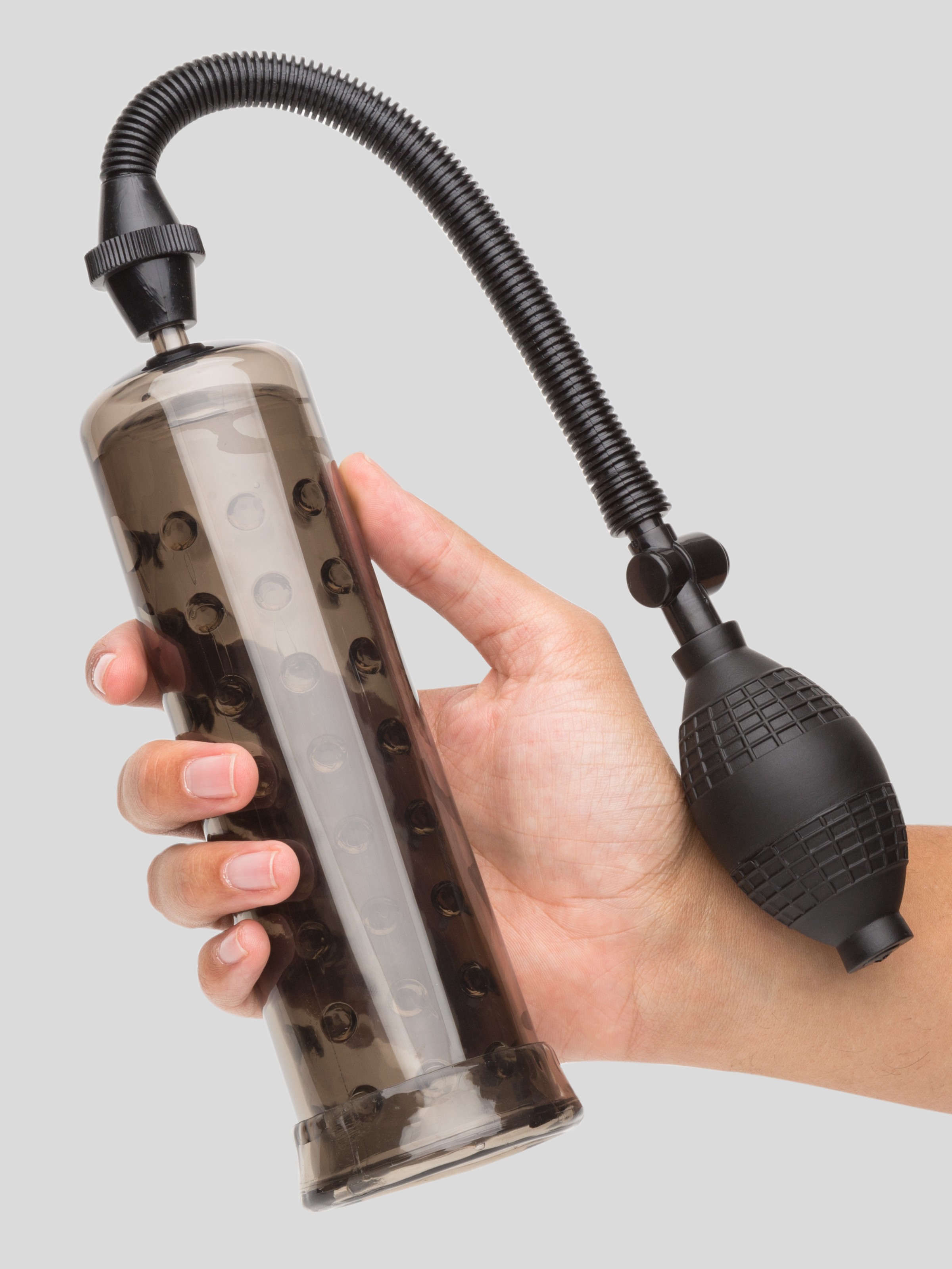 BASICS Textured Penis Pump 7.5 Inches , Black, hi-res