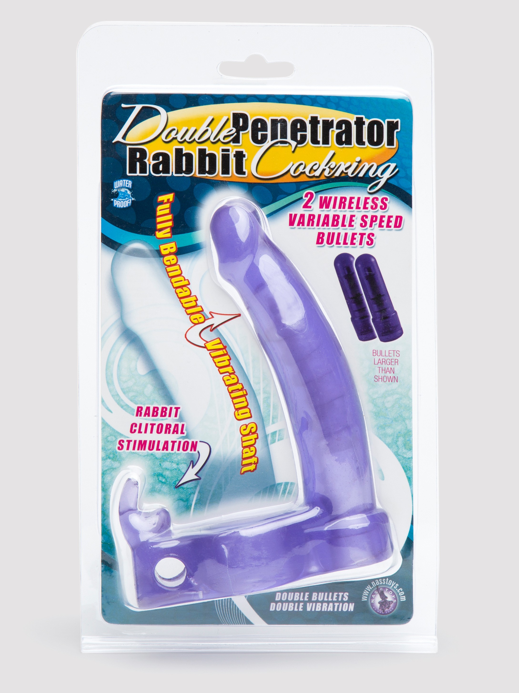 Double Penetration Strap-On Vibrating Rabbit Cock Ring, Purple, hi-res