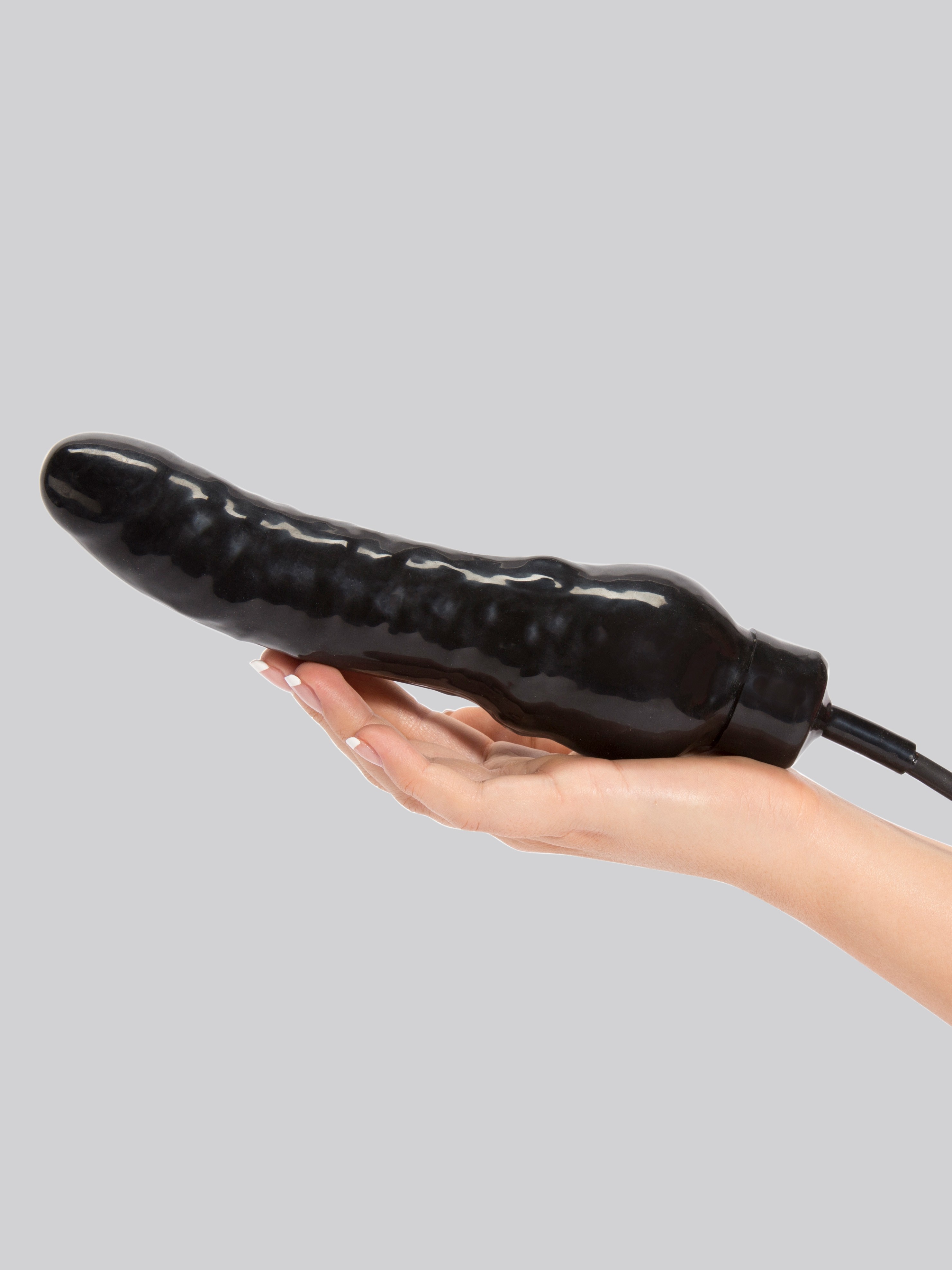 Cock Locker Huge Inflatable Dildo 9 Inch, Black, hi-res