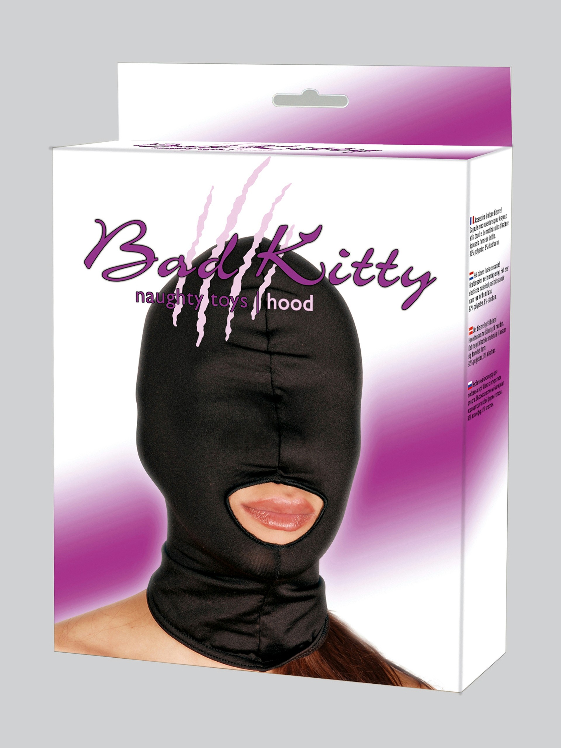 Bad Kitty Open-Mouthed Zentai Hood, Black, hi-res