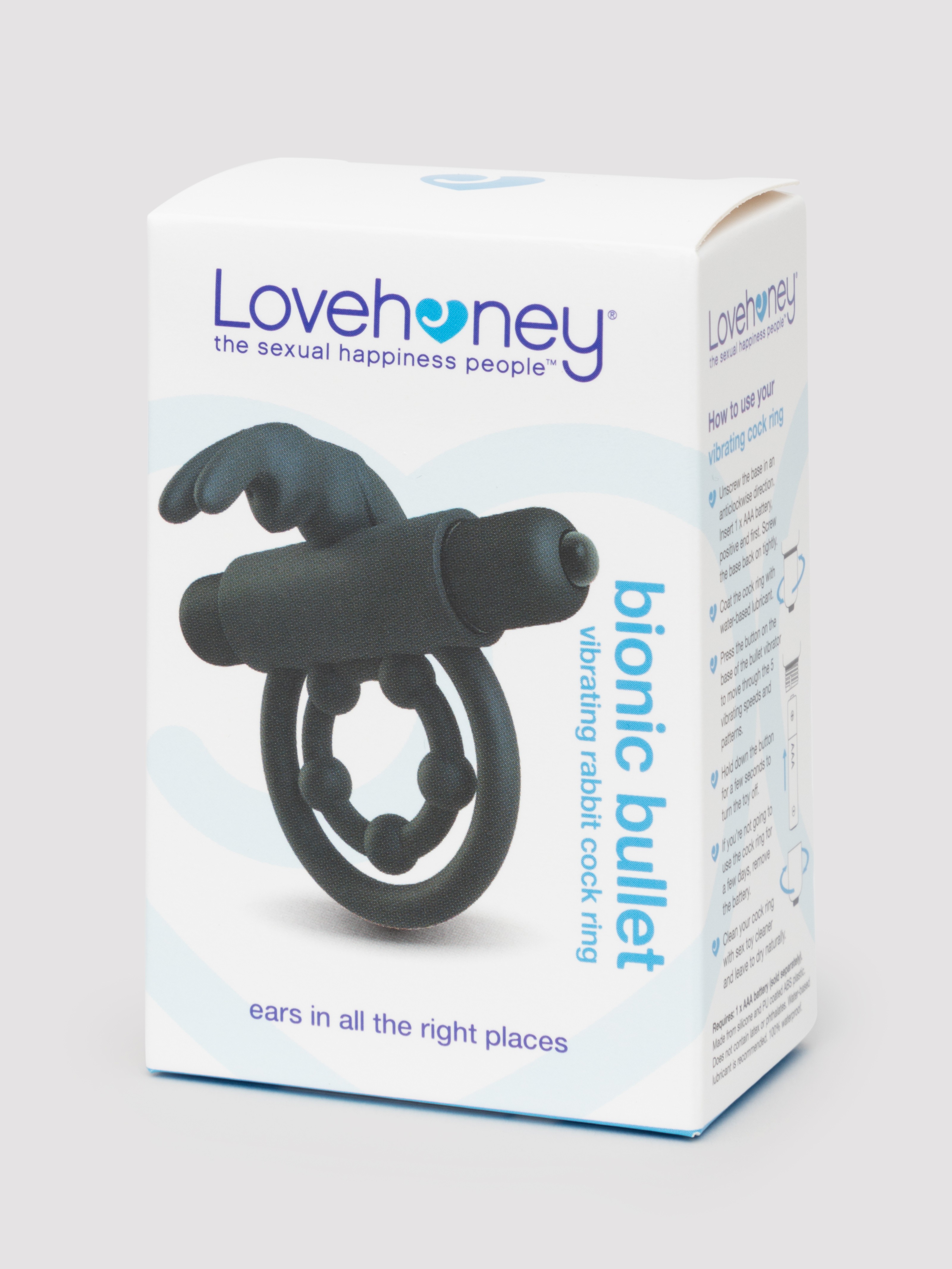 Lovehoney Bionic Bullet 5 Function Vibrating Rabbit Cock Ring, Black, hi-res