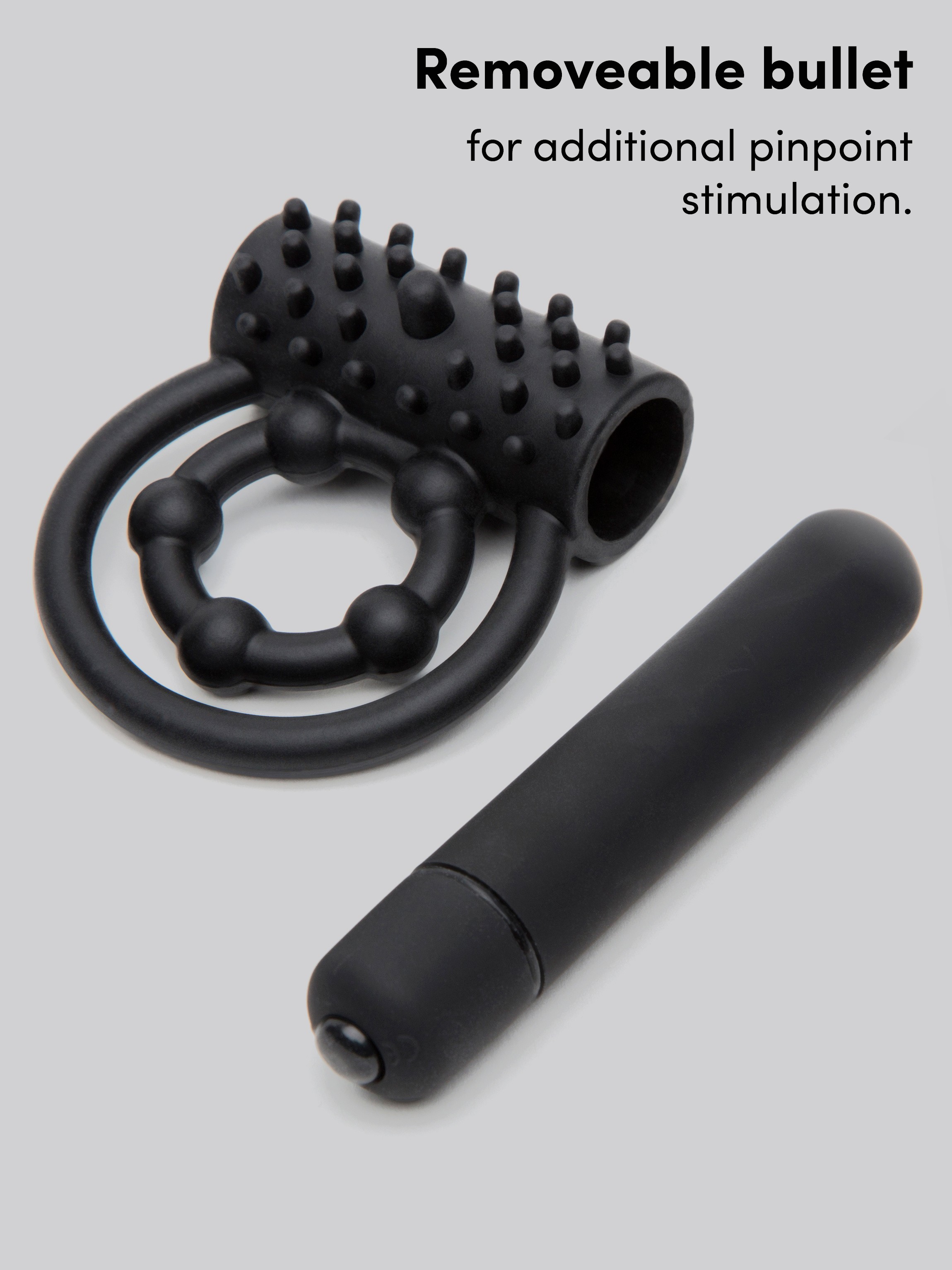 Lovehoney Bionic Bullet 5 Function Vibrating Cock Ring, Black, hi-res