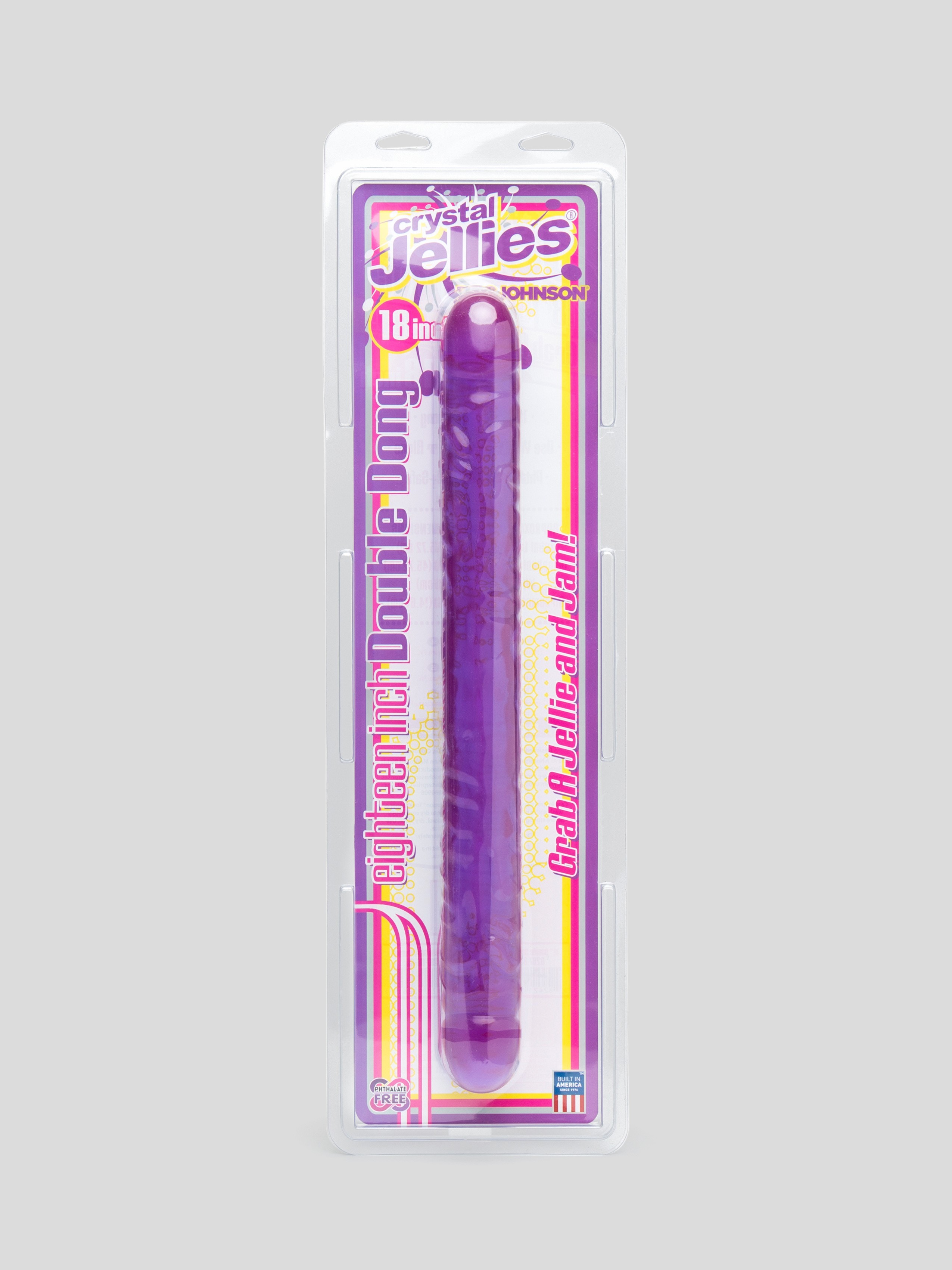 Doc Johnson Crystal Jellies Realistic Double-Ended Dildo 18 Inch, Purple, hi-res