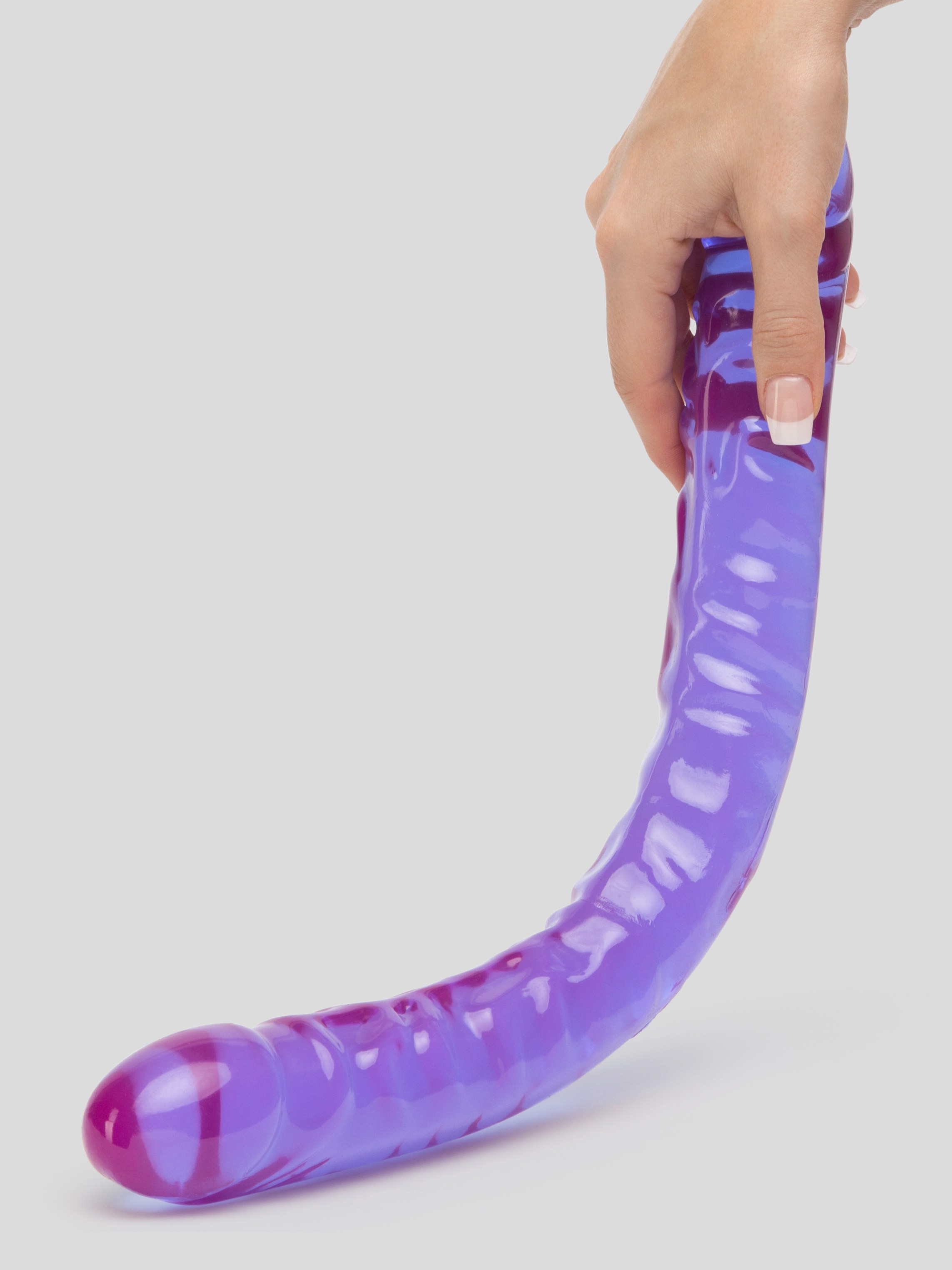 Doc Johnson Crystal Jellies Realistic Double-Ended Dildo 18 Inch, Purple, hi-res