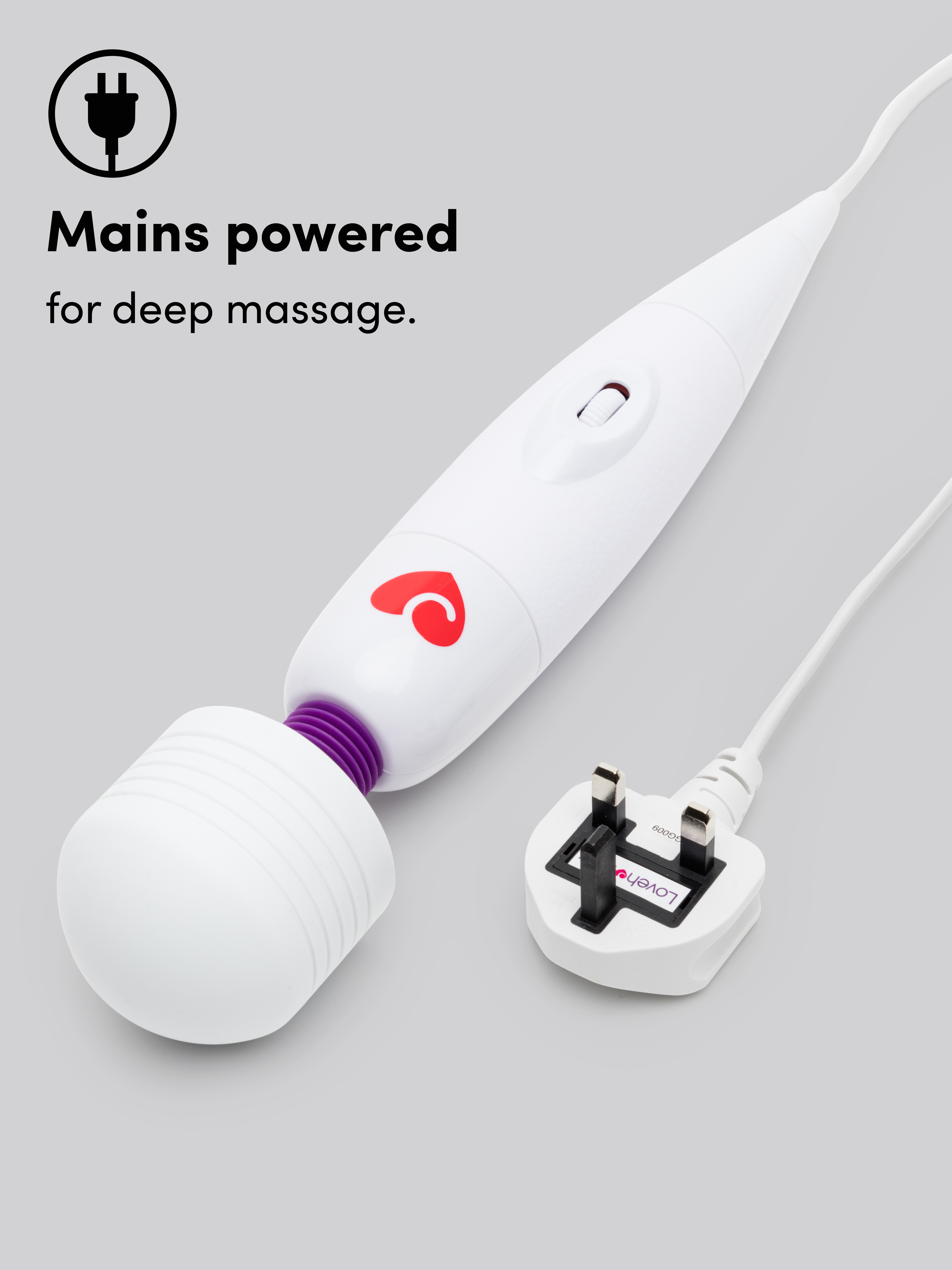 Lovehoney Extra Powerful Multispeed Mains Powered Magic Wand Vibrator, White, hi-res