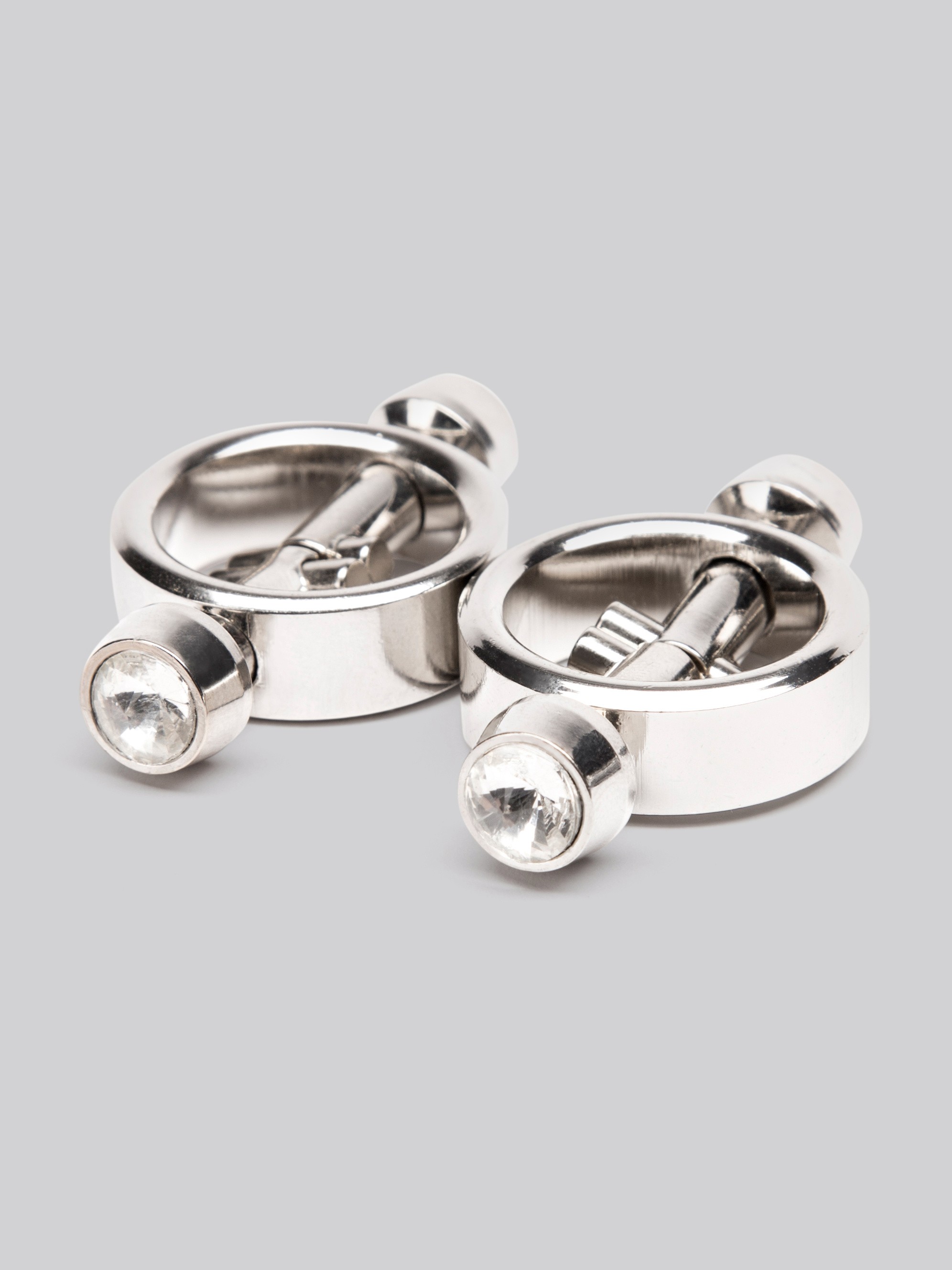 Metal Worx Magnetic Crystal Tip Nipple Clamps, Silver, hi-res