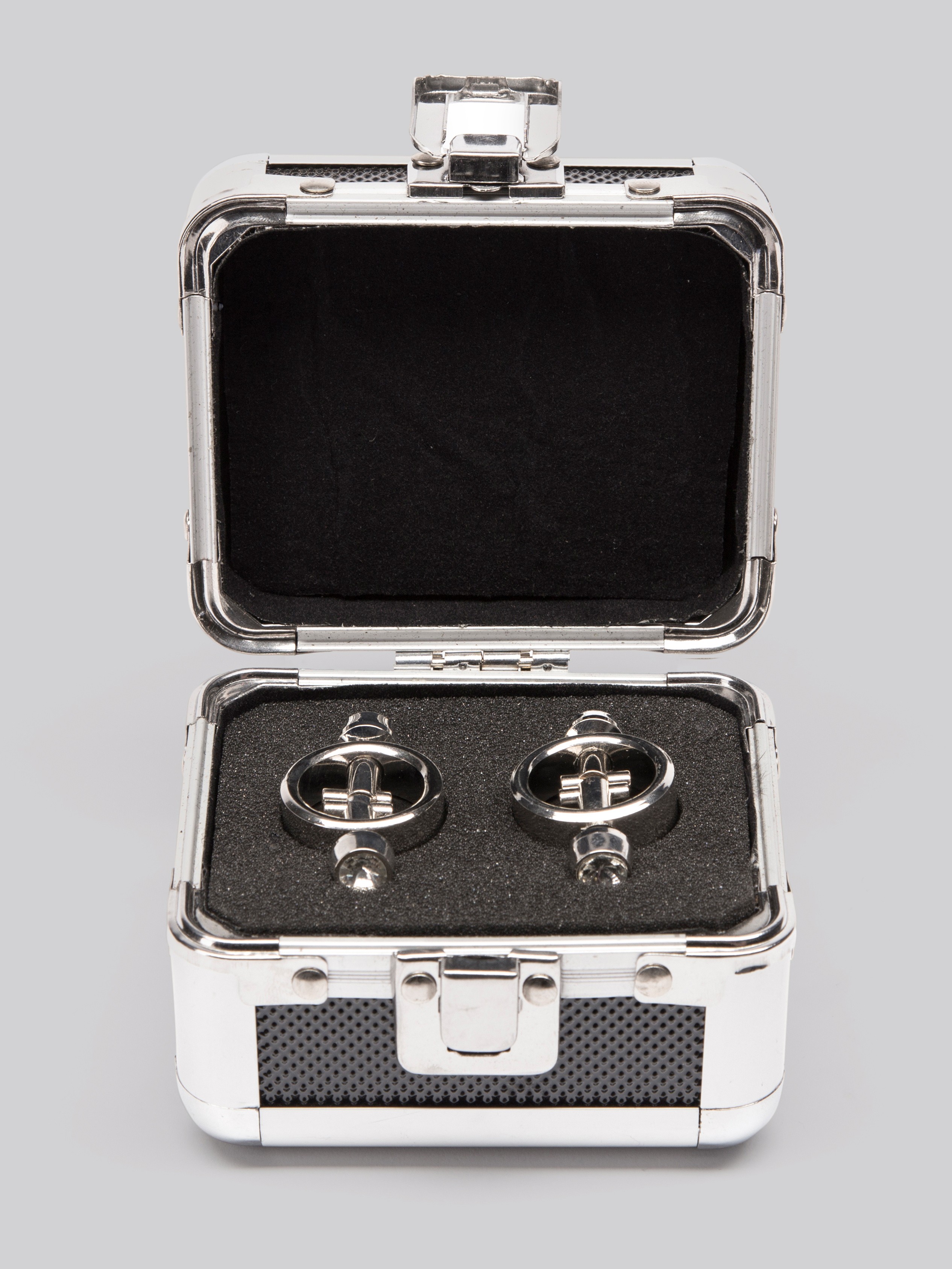 Metal Worx Magnetic Crystal Tip Nipple Clamps, Silver, hi-res