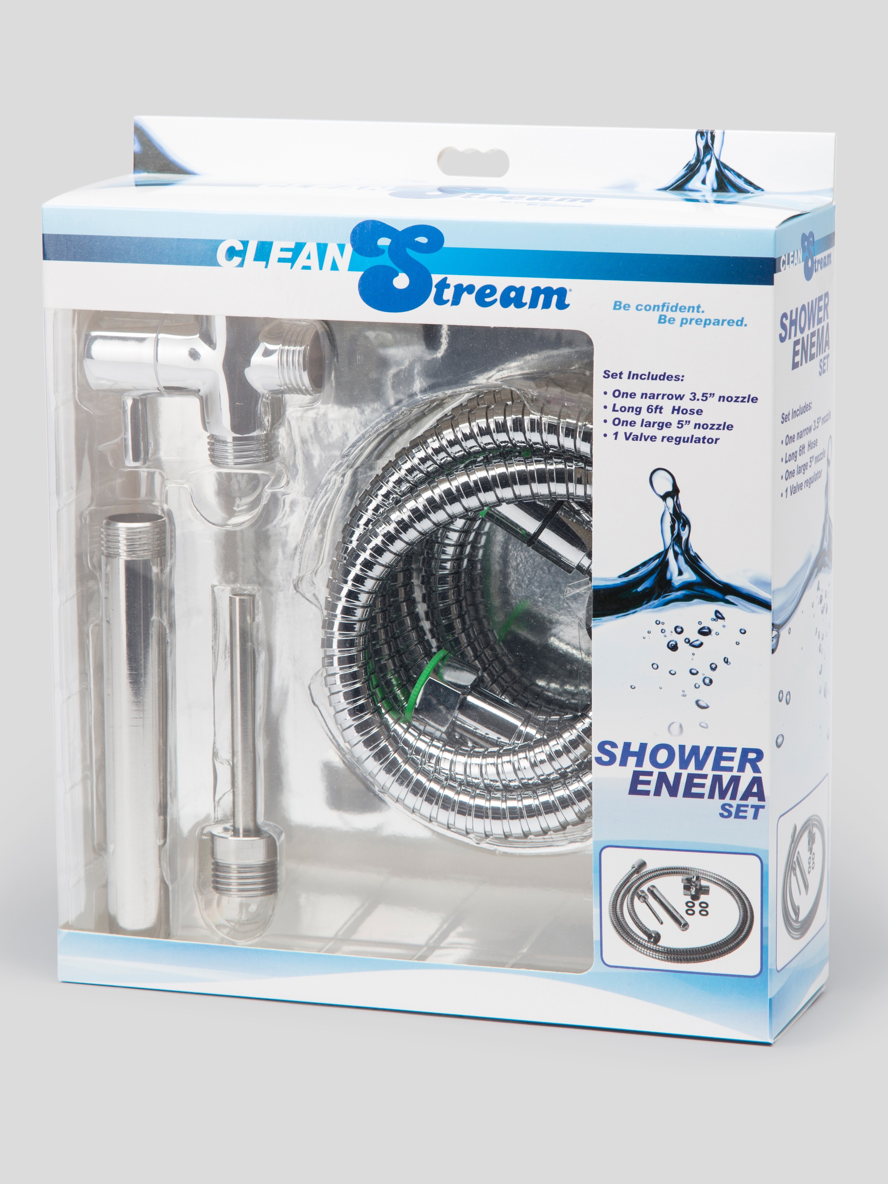 Clean Stream Deluxe Shower Enema Set, Silver, hi-res