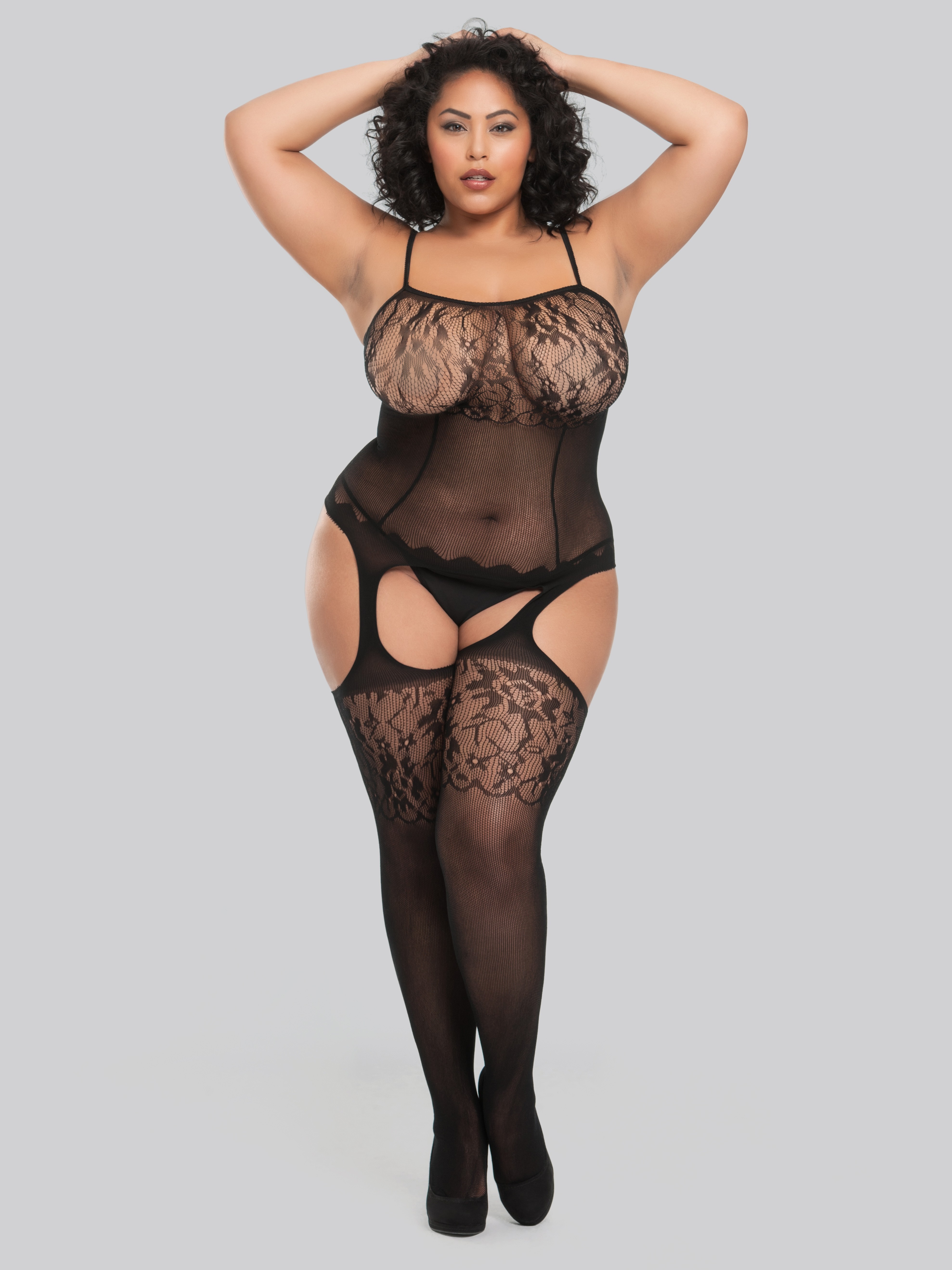 Seven Til Midnight Bon Voyeur Bra Suspender Belt and Knickers, Pink, hi-res