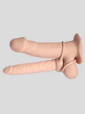 Vibrating Strap on Dildo Dual Penis Double Penetration Dong Vibrator Anal  Butt Plug Cock Ring Couple Toy 10 Vibration Modes Anal Toys for Women Men