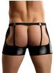 Male Power New Extreme Wet Look Garter Shorts, Black, hi-res