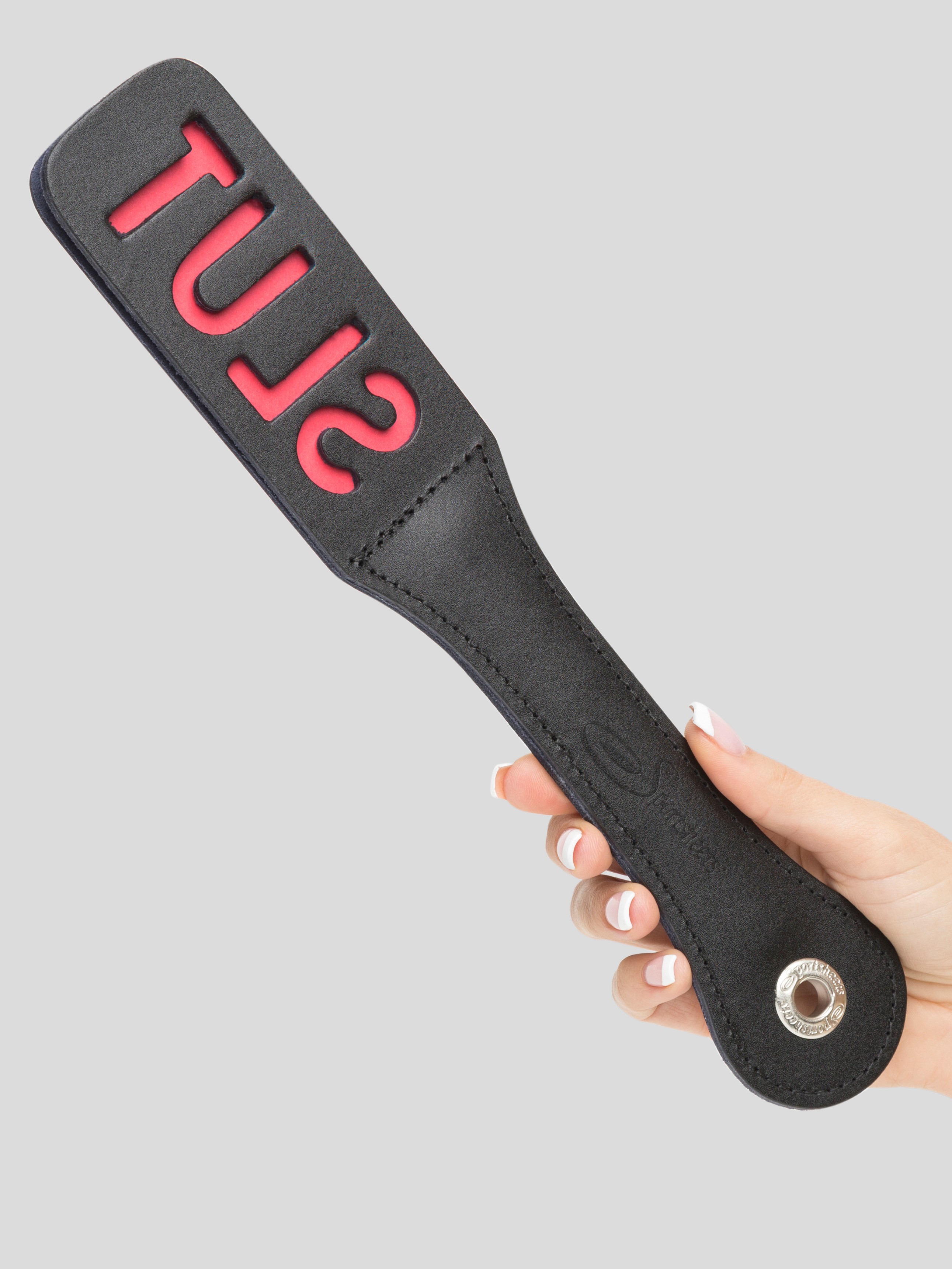 Sportsheets Leather Slut Slapper Paddle, Black, hi-res